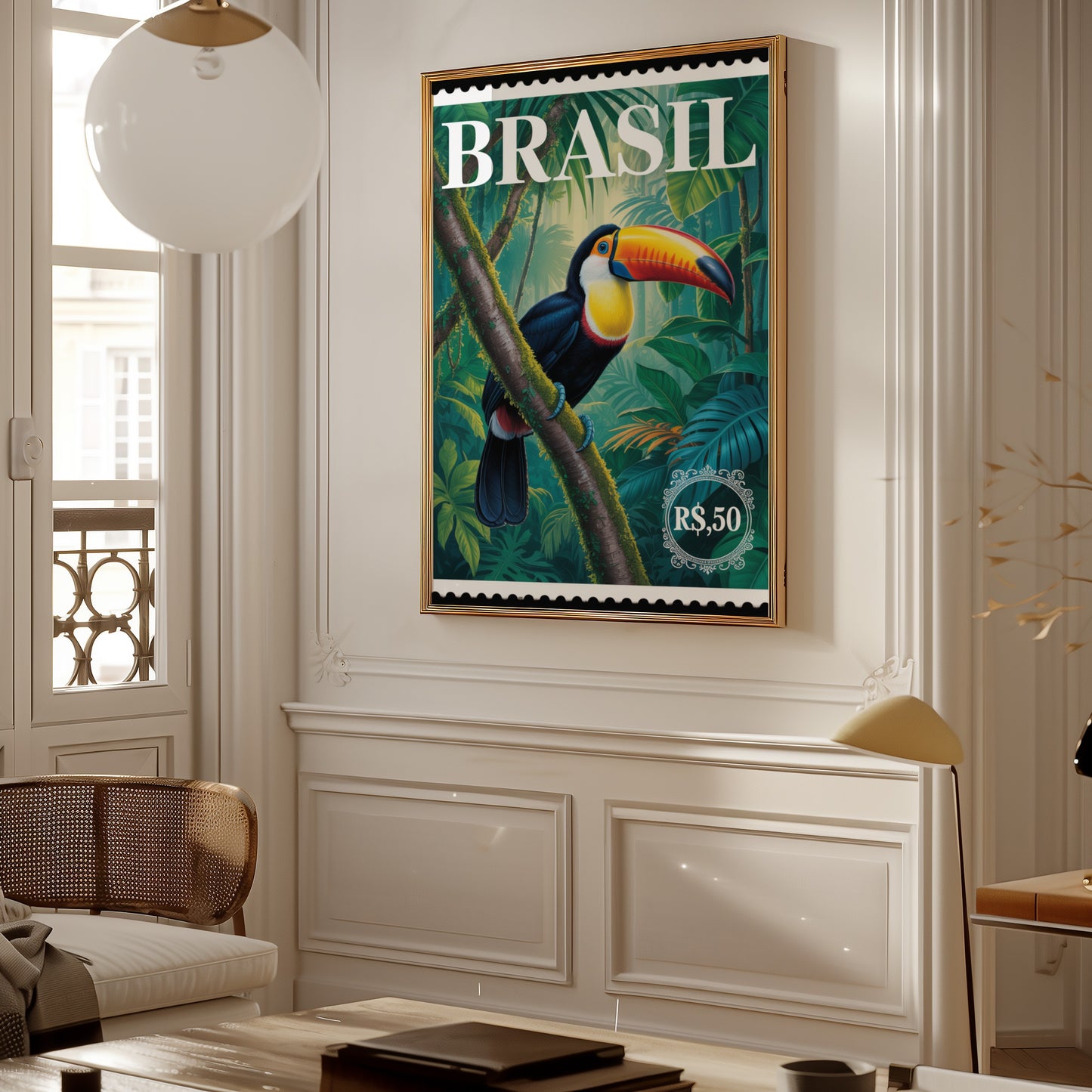 Vintage Brasil R$5 50 Toucan Art Print for Home Decor