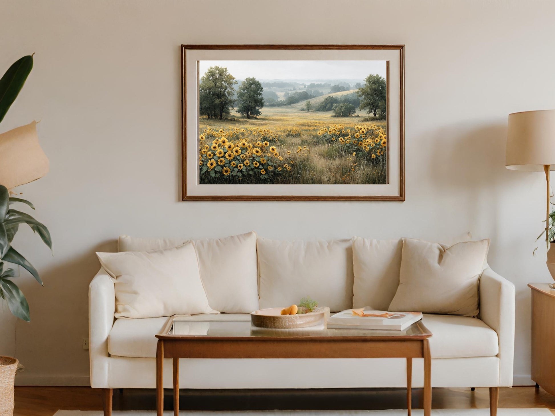 Stunning Wall Art of Countryside with Sunflowers Print