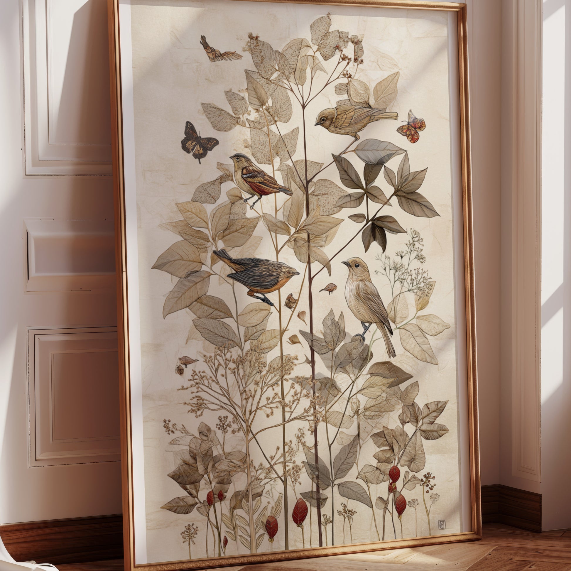 Beautiful Botanical Garden Birds Art Print