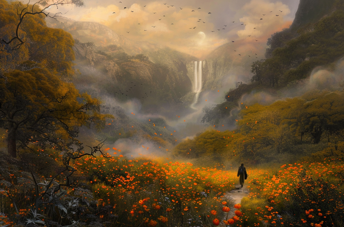 Enchanting Forest Landscape with Waterfall product