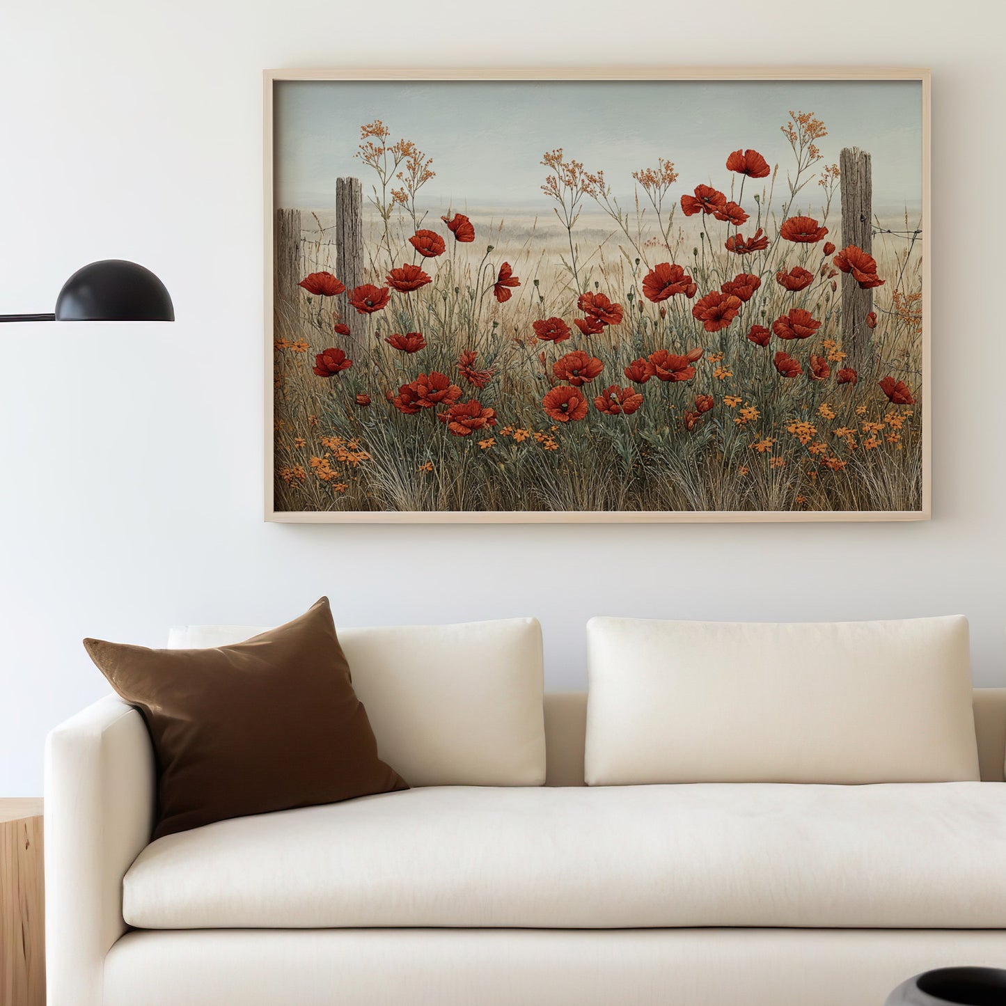 Red Poppies in Field Wall Art Framed Painting Product