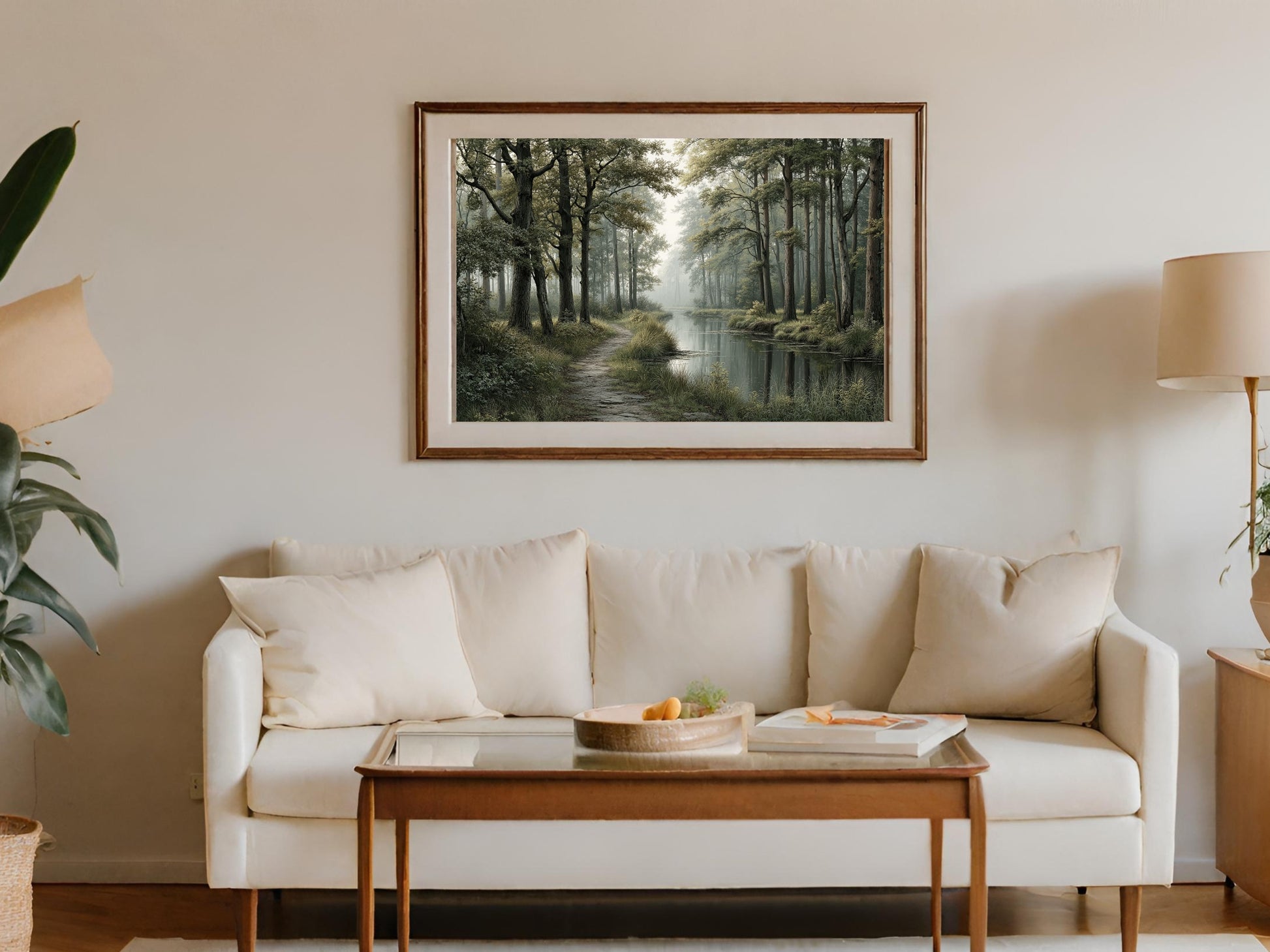 Serene Forest Path Framed Wall Art Decor Product