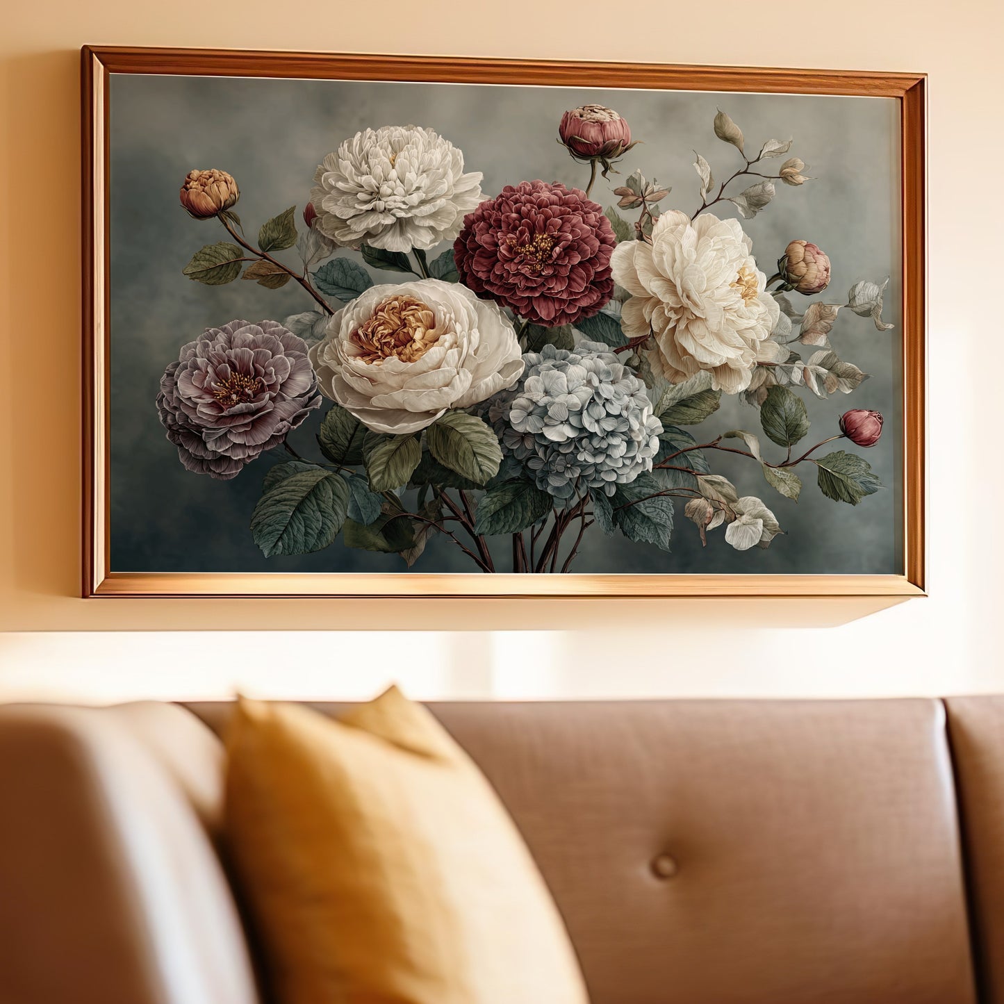Elegant Wall Art with Vintage Floral Bouquet Print