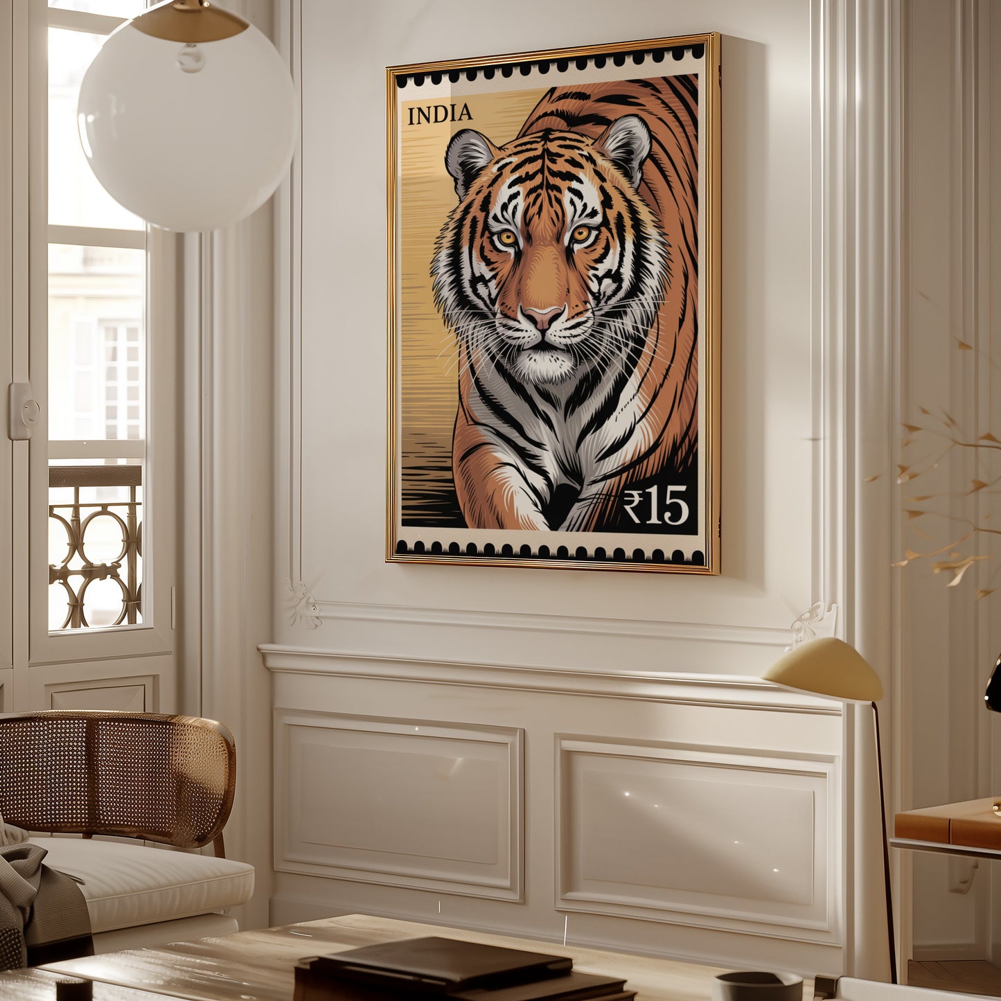 India Tiger Postage Stamp Art Print Home Decor