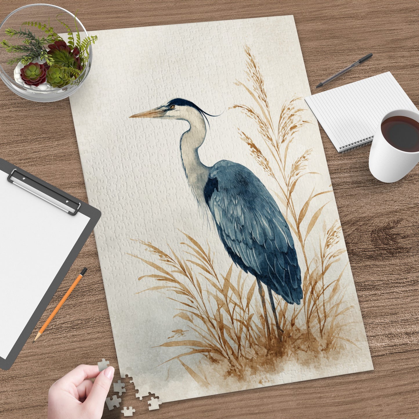 Elegant Heron in Natural Setting Jigsaw Puzzle