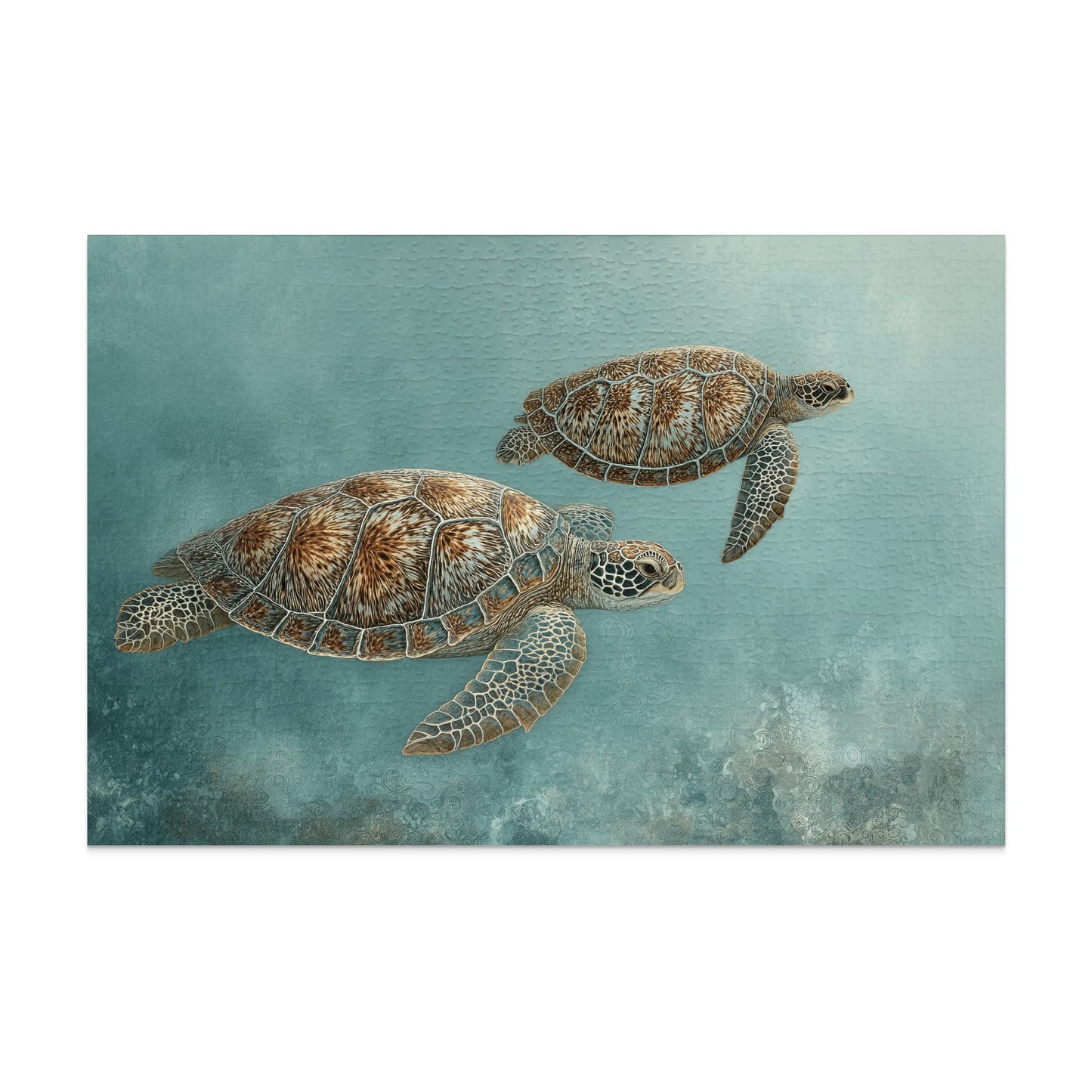 Sea Turtle Art Two Swimming Turtles Ocean Scene Poster