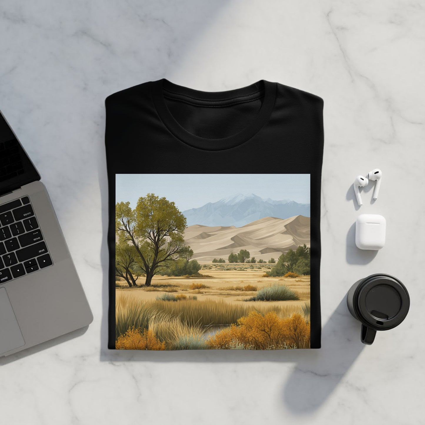 Scenic Landscape Art Printed on Apparel Product
