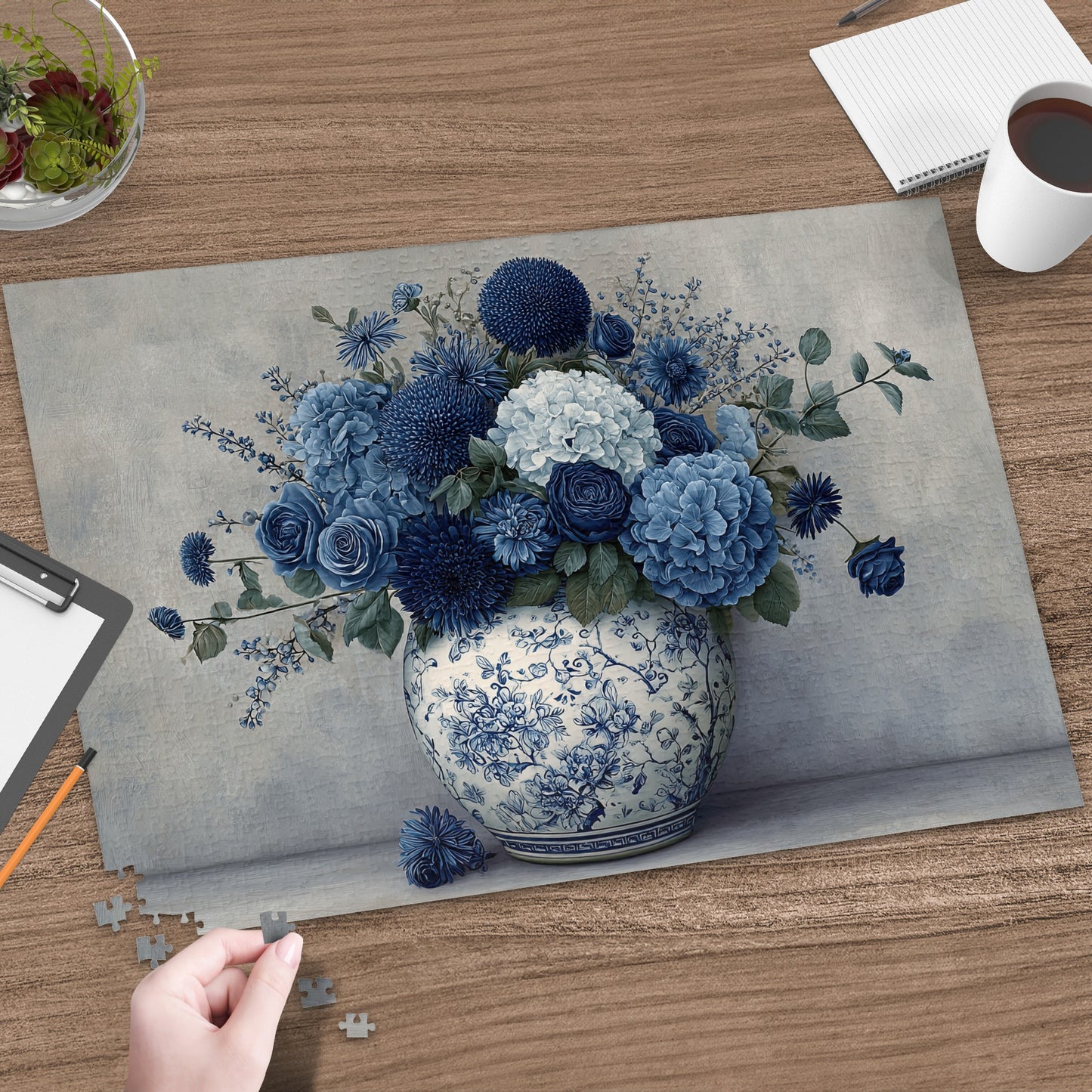 Beautiful Blue Flowers in Elegant Vase Puzzle