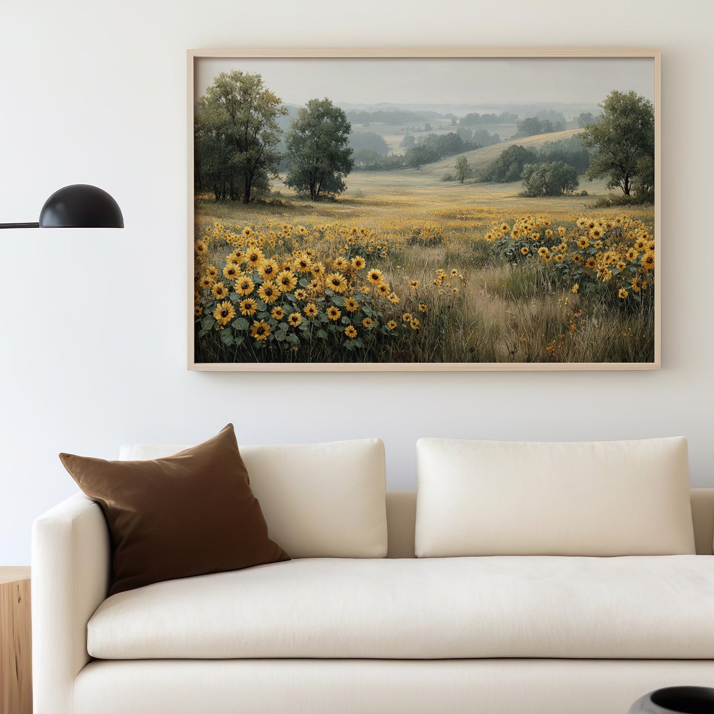 Serene Landscape with Sunflowers Wall Art Print