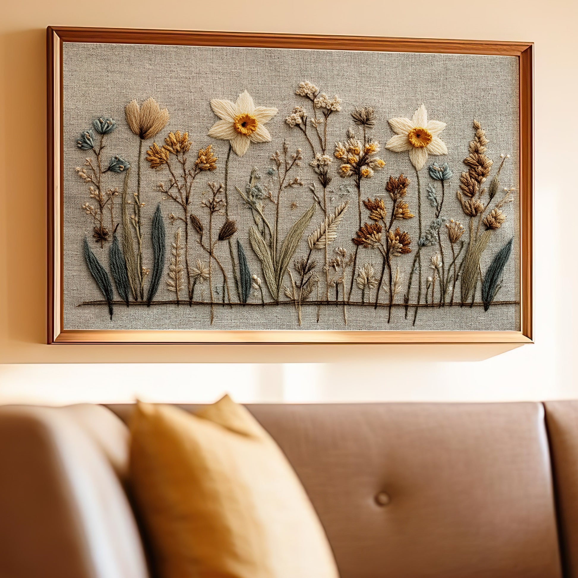 Elegant Embroidered Floral Wall Art for Elegant Spaces
