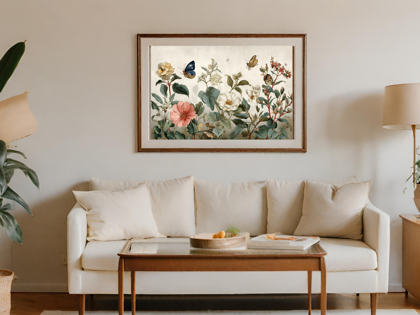 Botanical Butterflies Floral Garden Framed Print product type