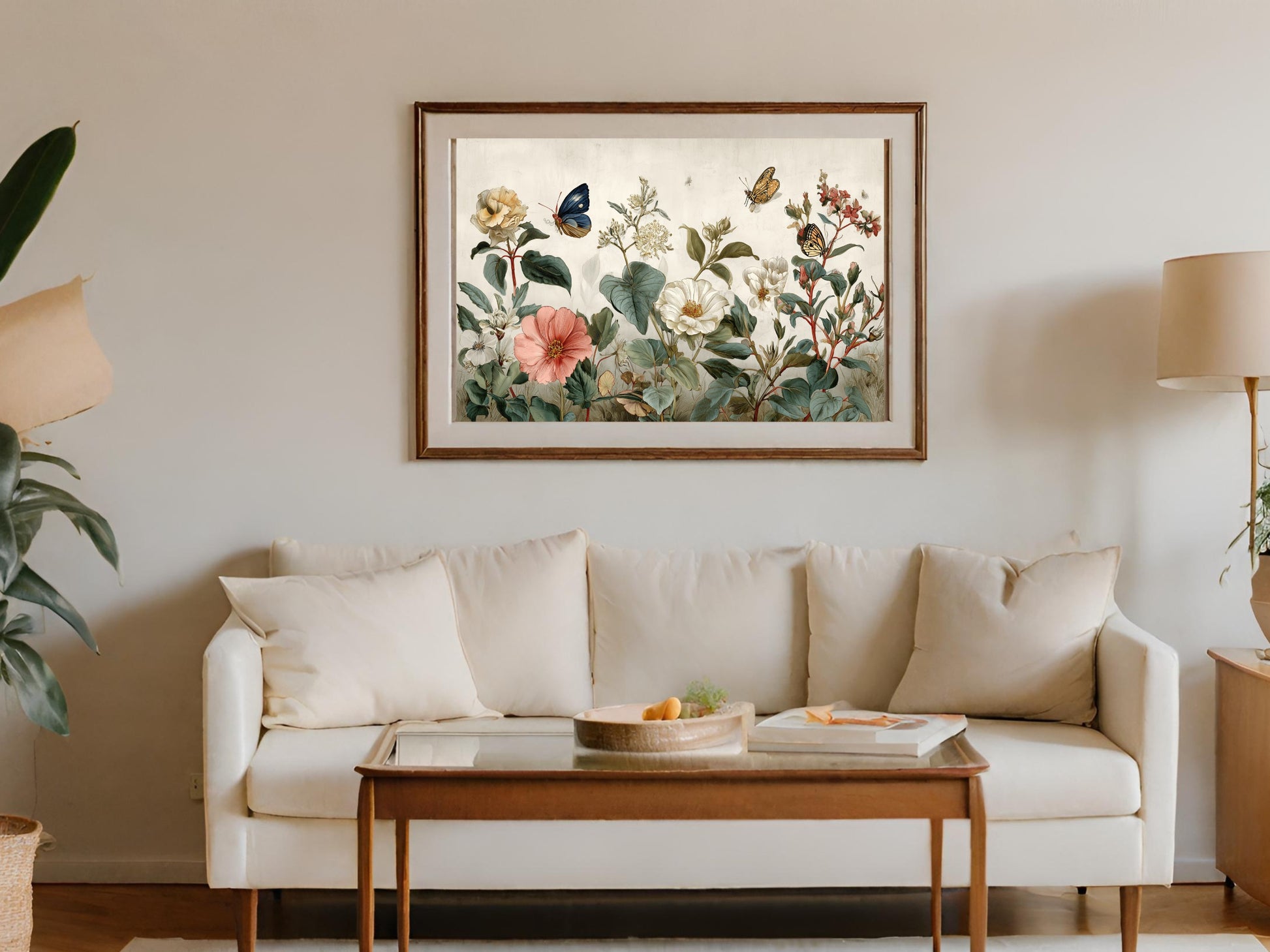 Botanical Butterflies Floral Garden Framed Print product type