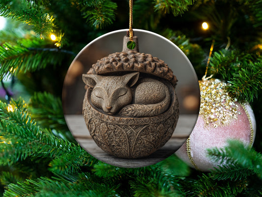 Adorable Sleeping Fox Ornament for Holiday Decor