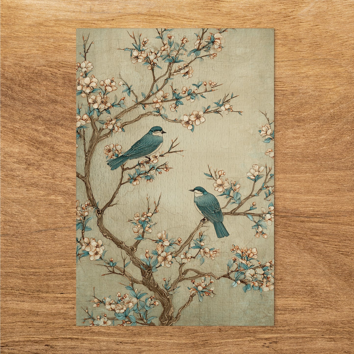 Vintage Birds and Blossoms Artistic Poster