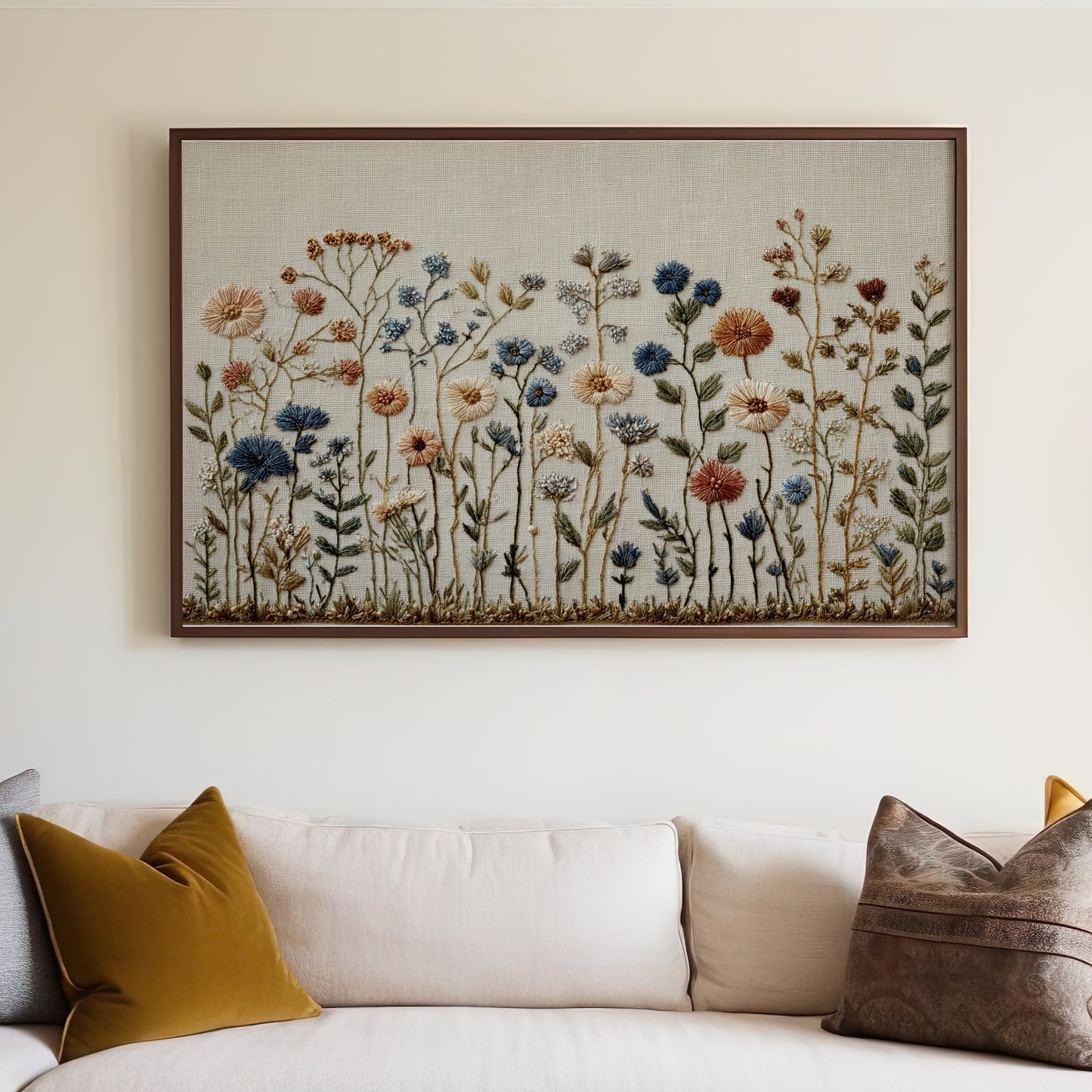 Framed Floral Embroidered Wildflower Decor product type