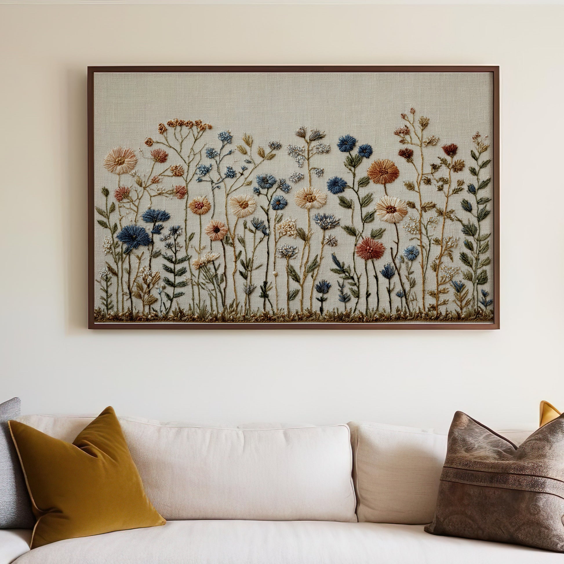 Framed Floral Embroidered Wildflower Decor product type