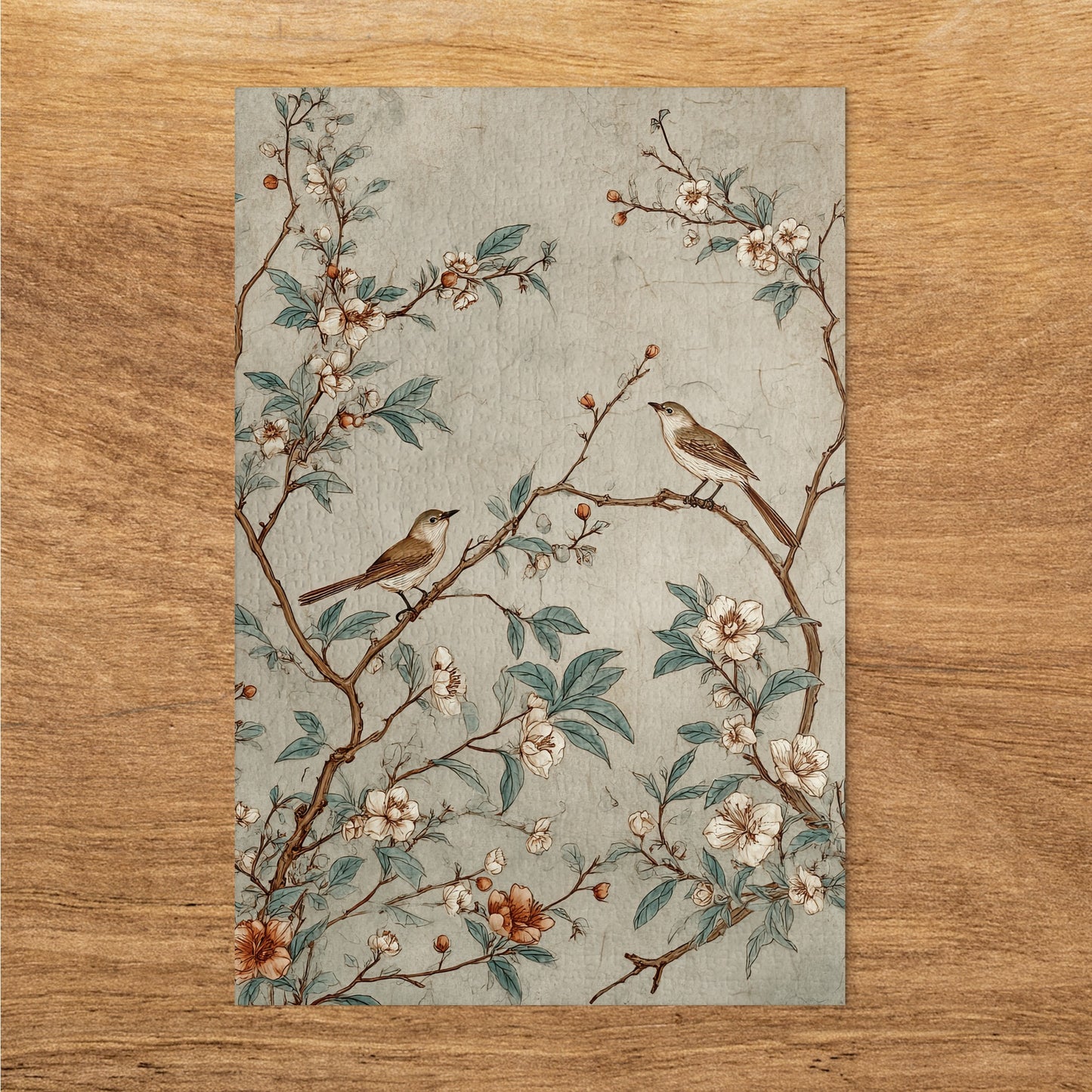 Vintage Birds and Blossoms Design Custom Print