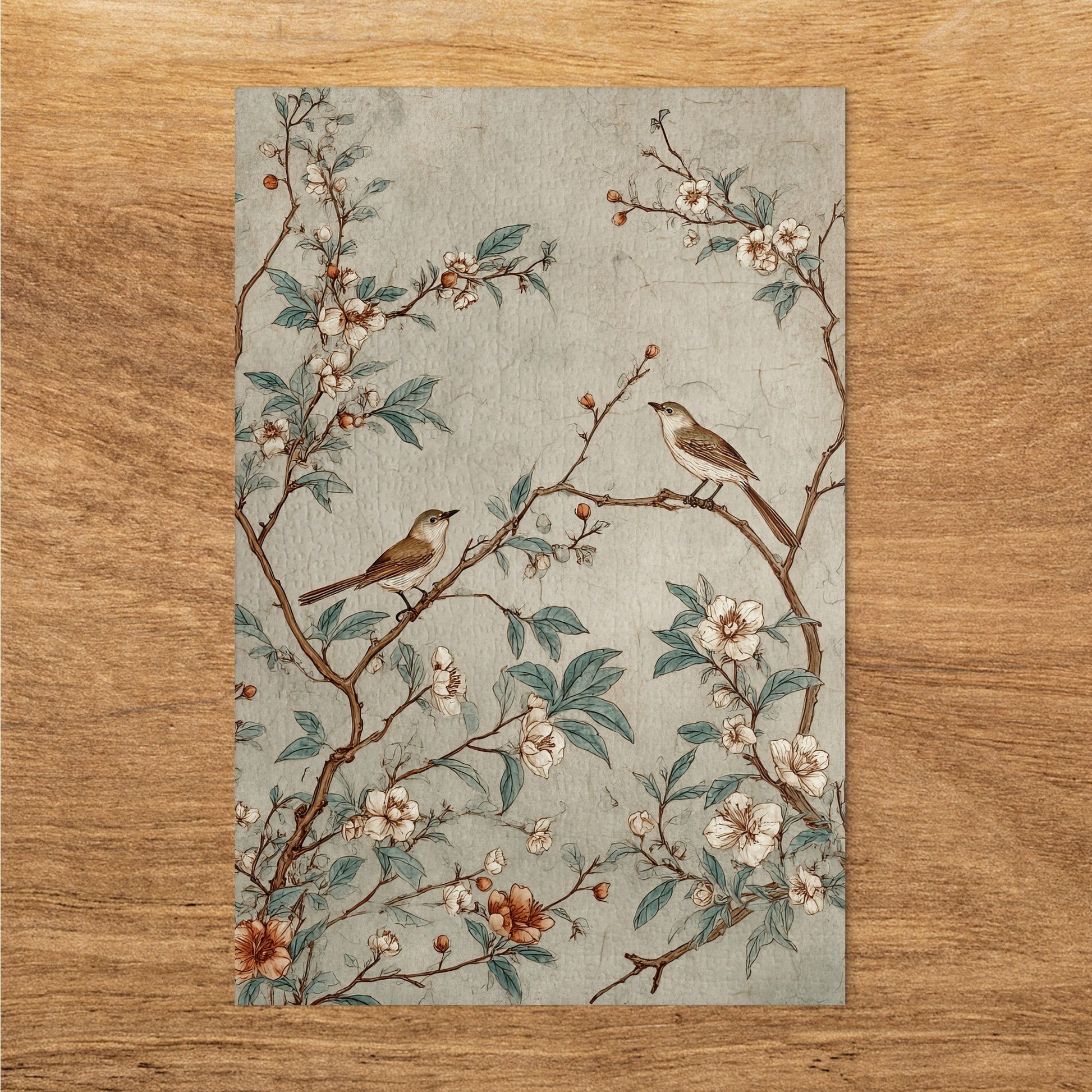 Vintage Birds and Blossoms Design Custom Print