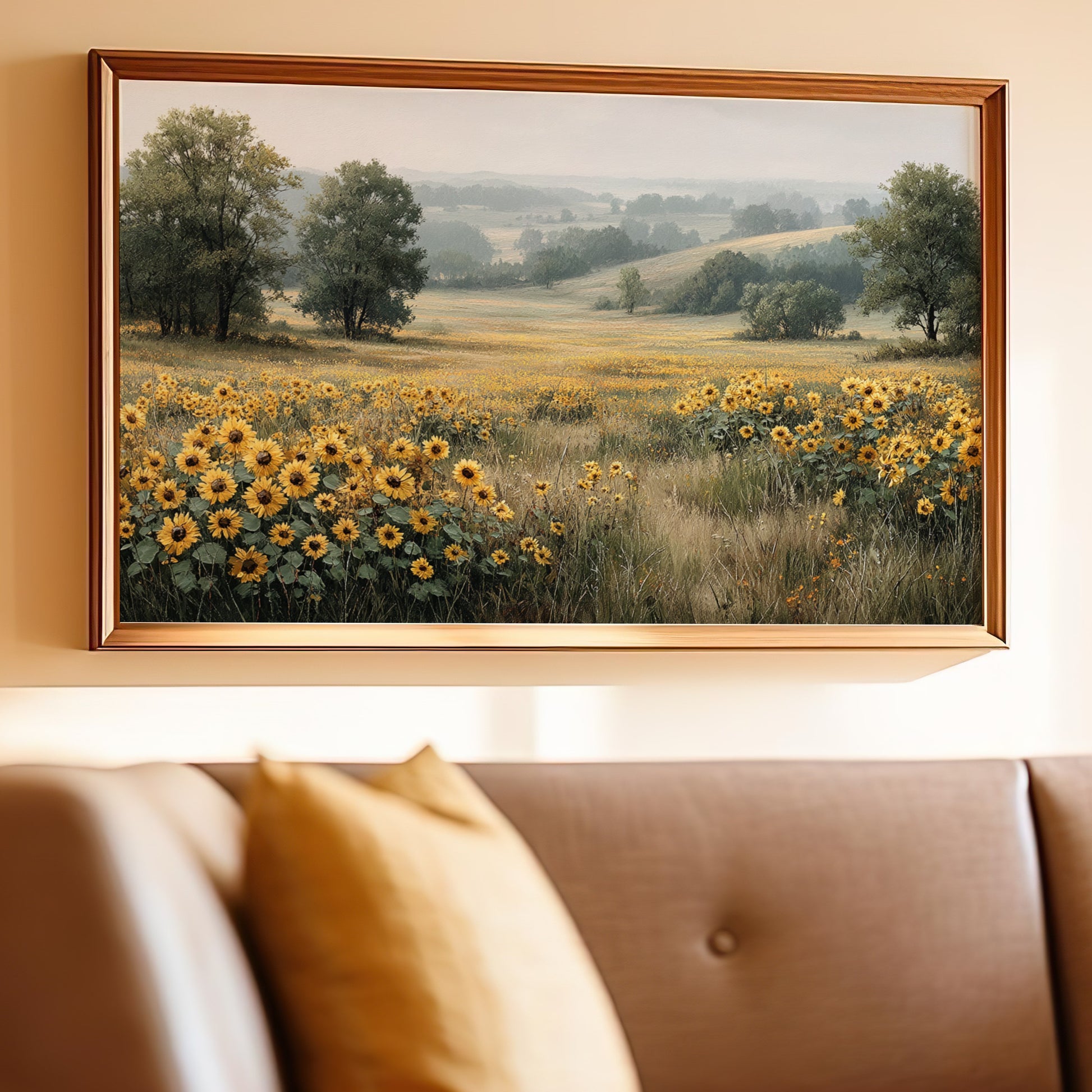 Serene Sunflower Field Wall Art for Home Decor
