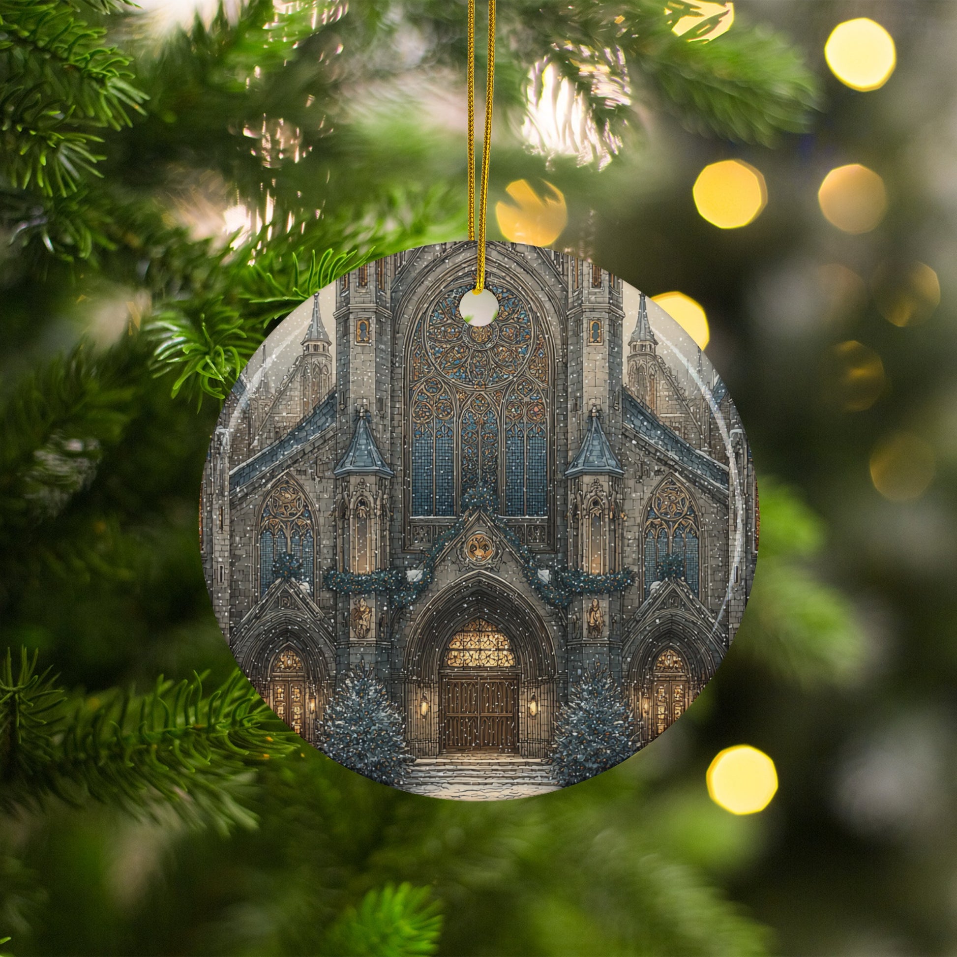 Majestic Castle in Snow Holiday Ornament