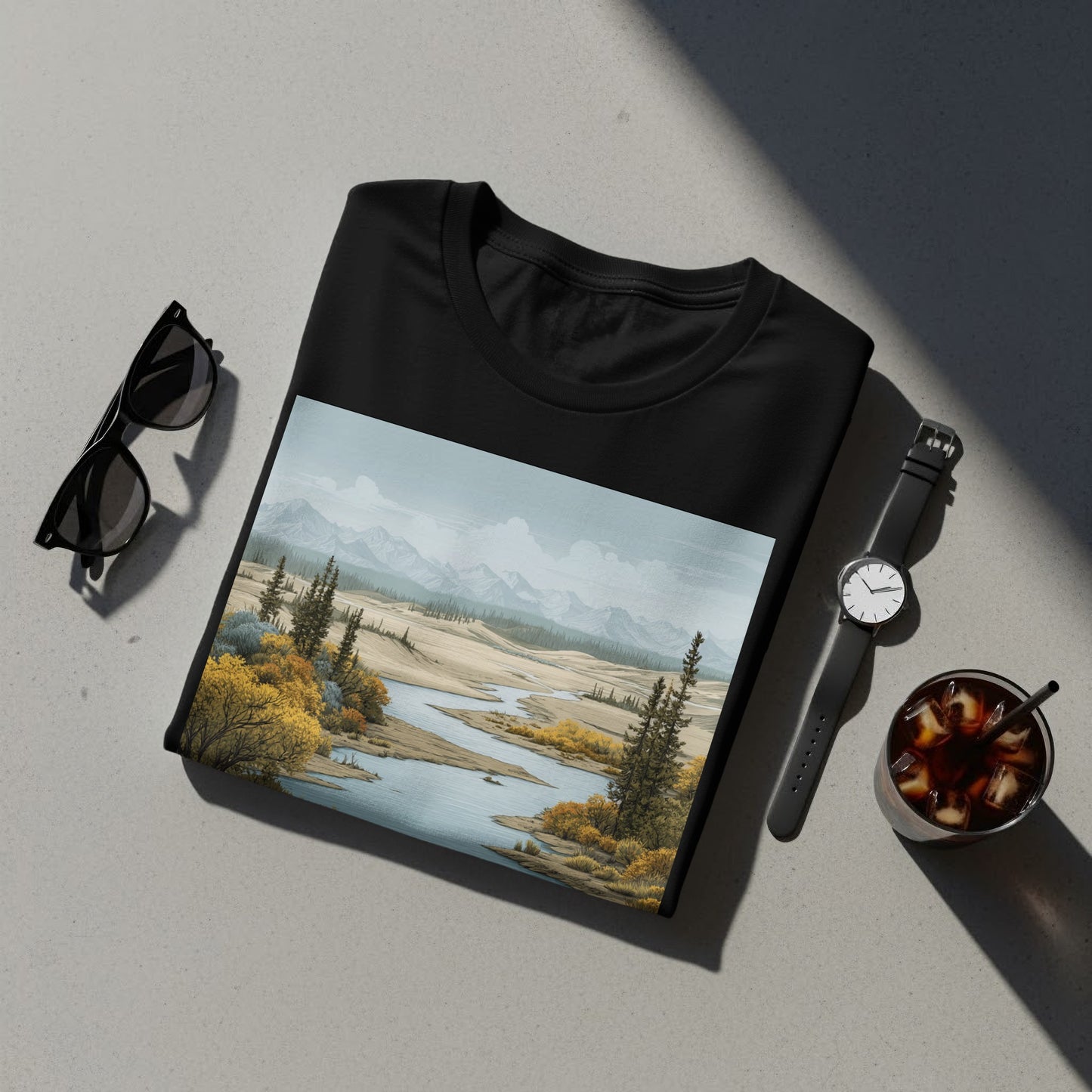 Elegant Landscape Graphic T-Shirt for Casual Wear