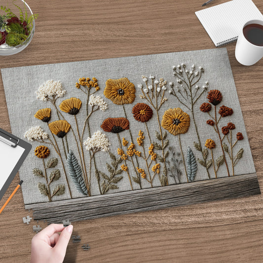 Embroidered Flower Design Table Mat for Home Decor