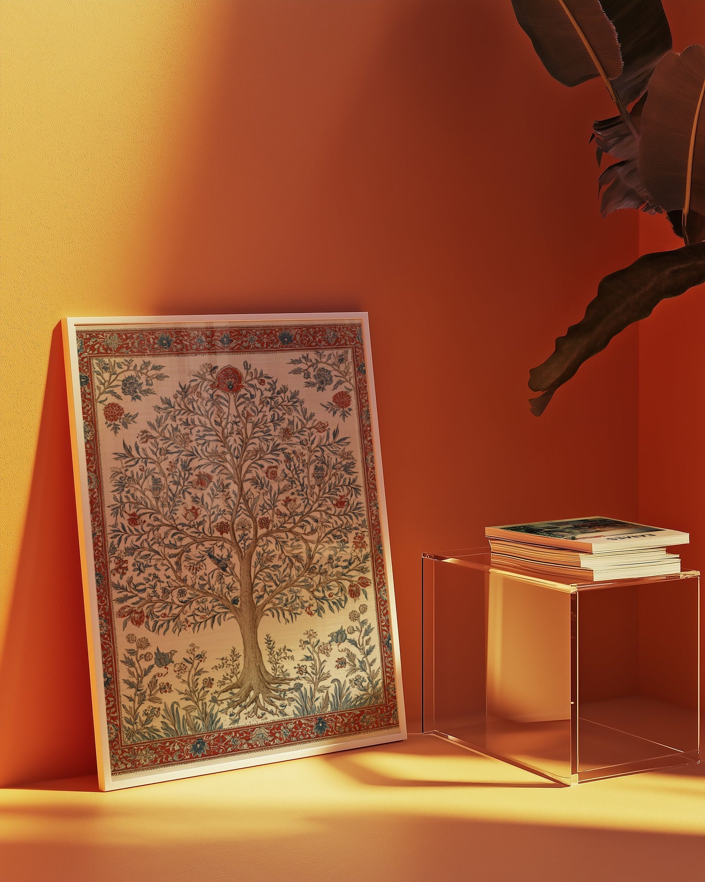 Intricately Designed Tree Artwork with Floral Details