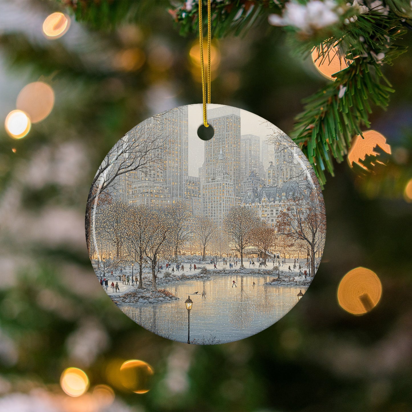 Festive Cityscape Holiday Ornament for Decorating Trees