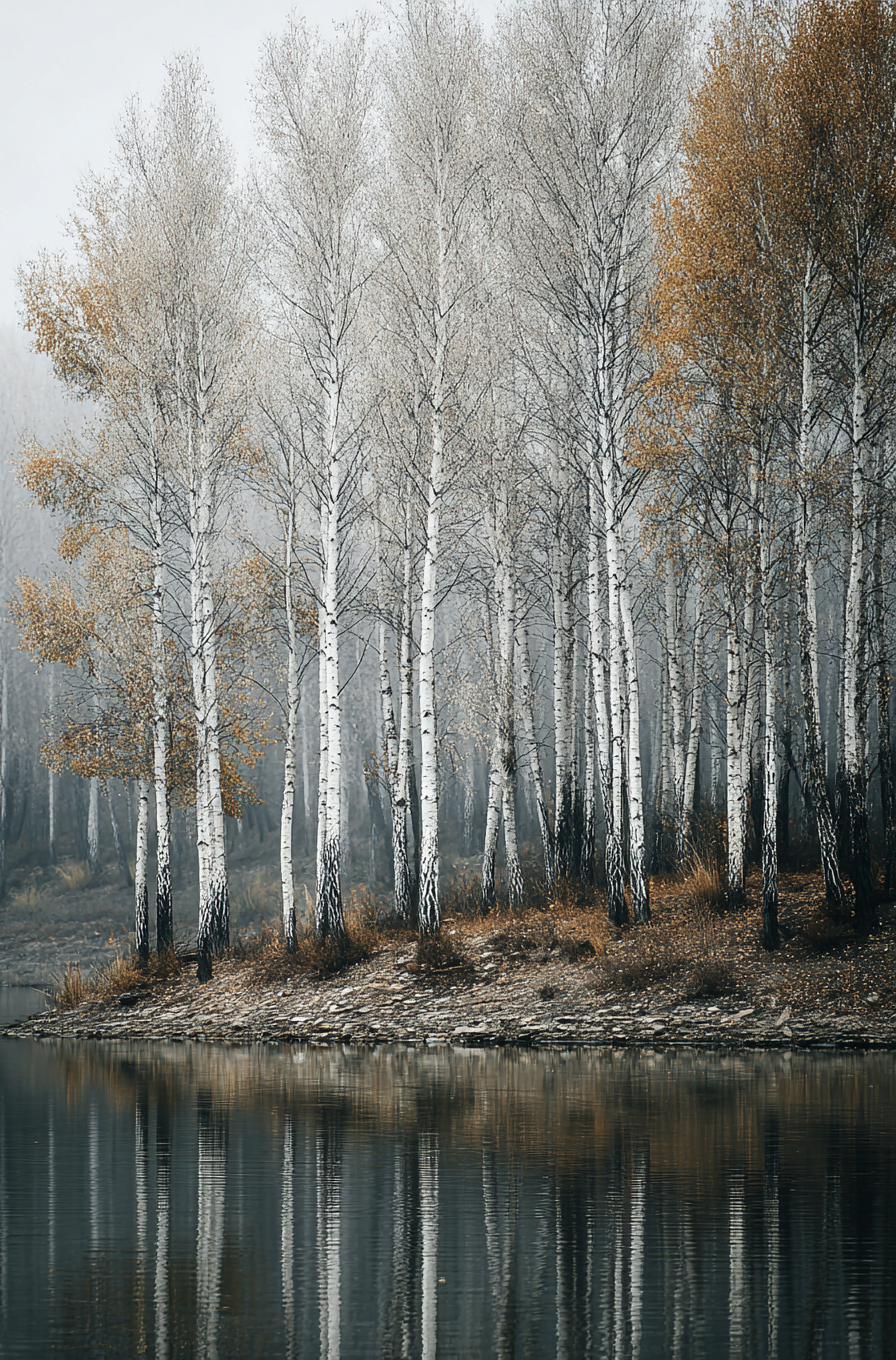 Foggy Forest Reflection Scenic Wall Art Print
