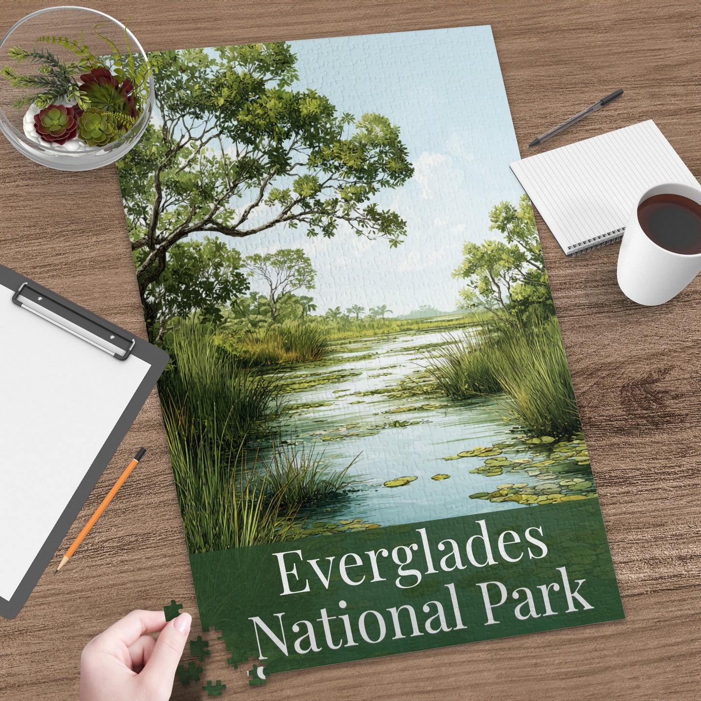 Scenic illustrated puzzle featuring Everglades National Park. Perfect for national park lovers, nature enthusiasts, and anyone who enjoys a relaxing yet engaging puzzle experience.