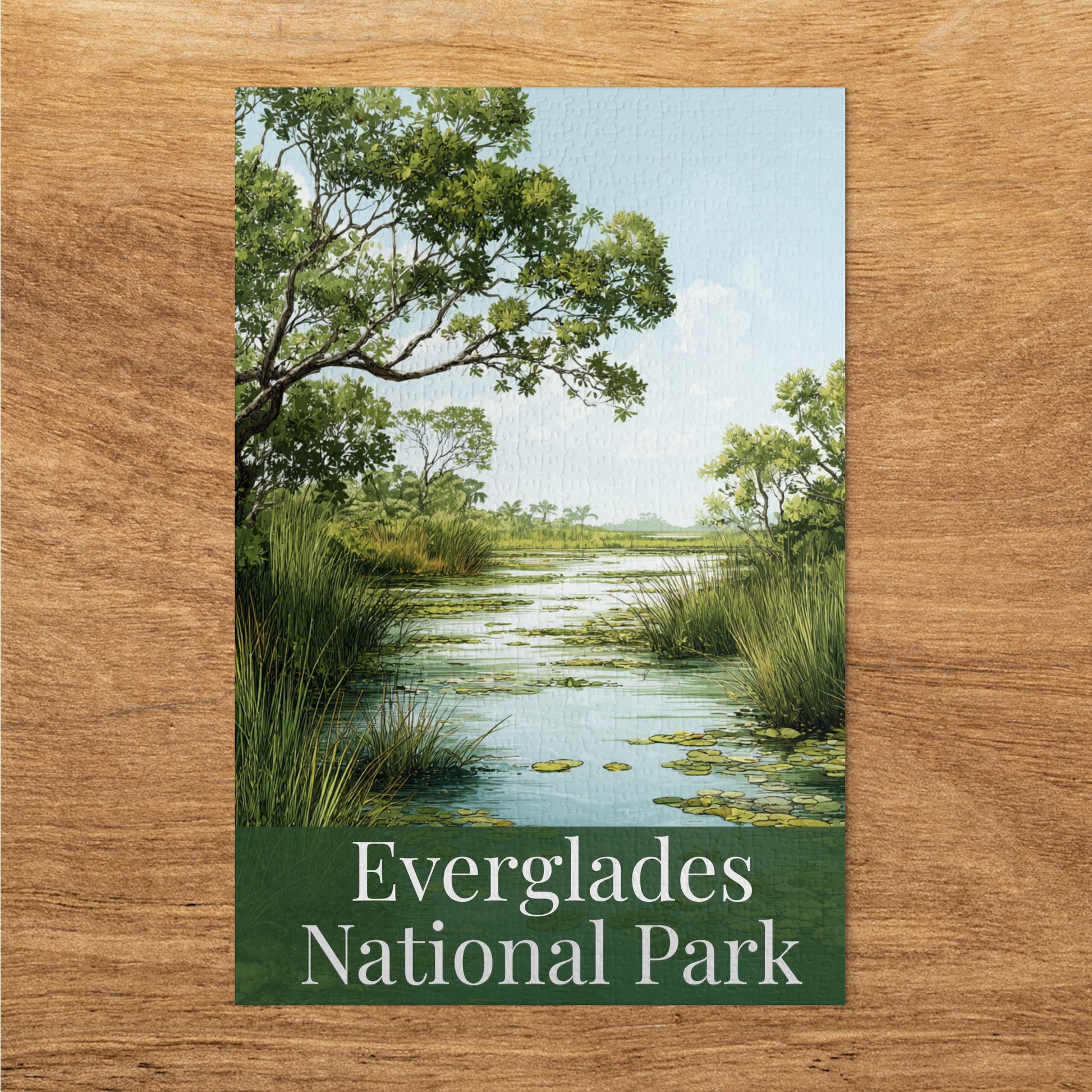 Scenic illustrated puzzle featuring Everglades National Park. Perfect for national park lovers, nature enthusiasts, and anyone who enjoys a relaxing yet engaging puzzle experience.