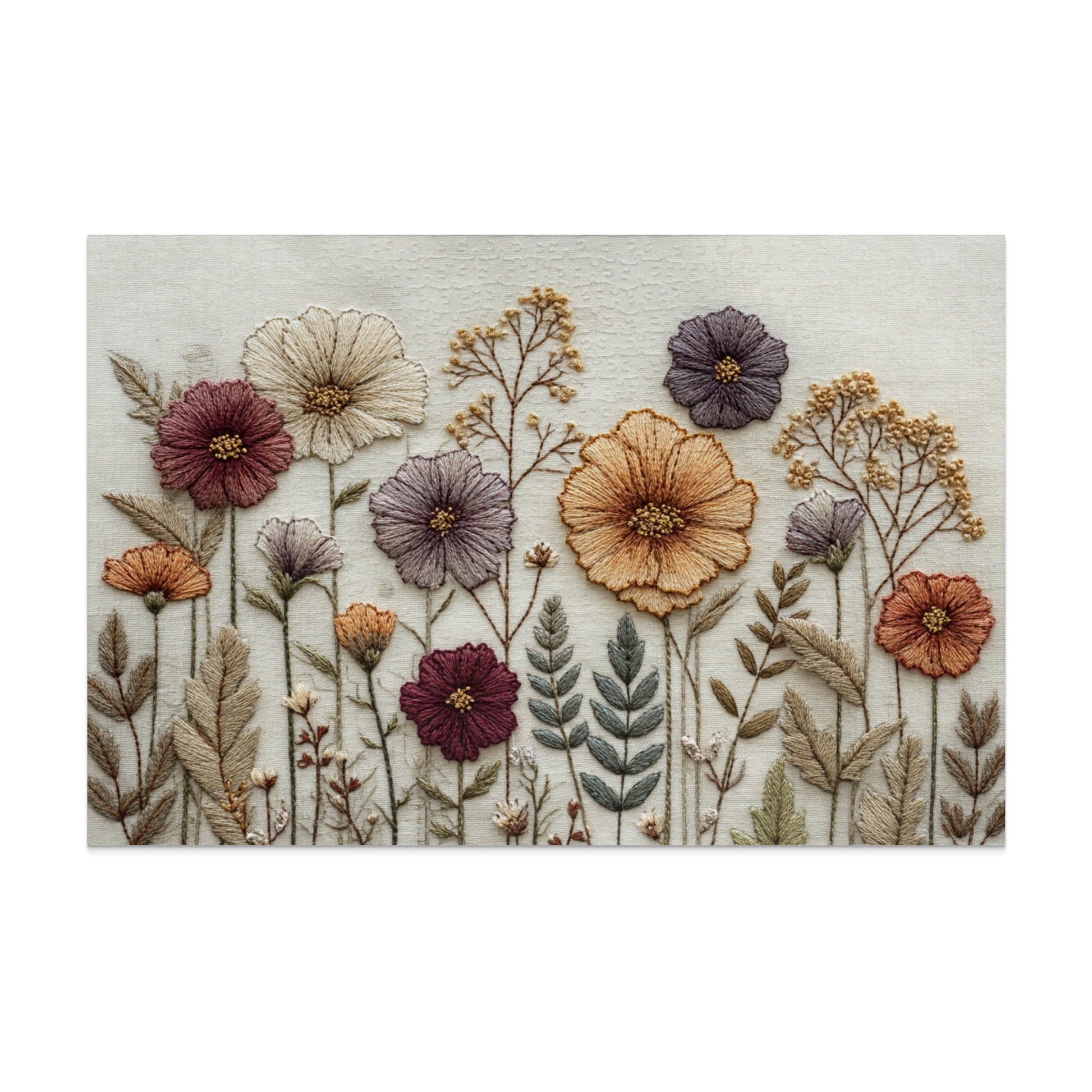 Beautiful Embroidered Wildflower Wall Art Design