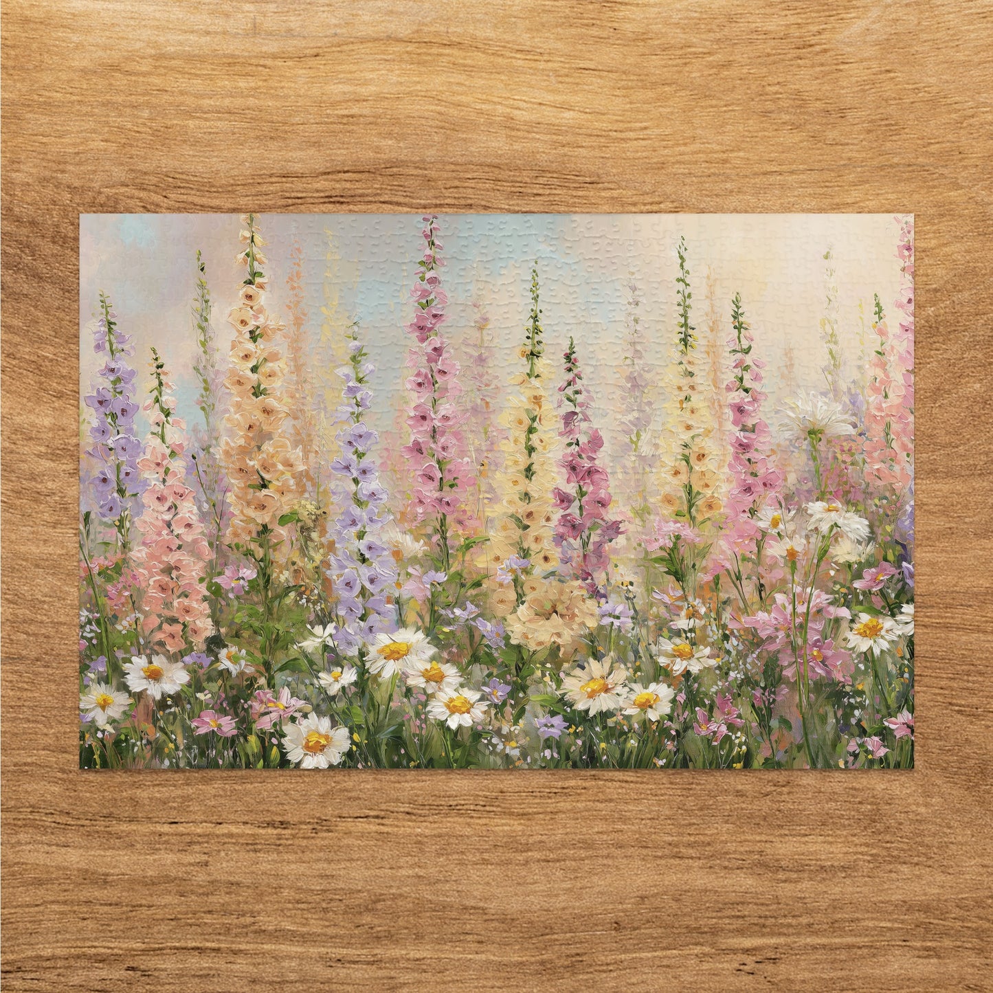 Pastel Floral Field Foxglove Daisy Painting Puzzle product type