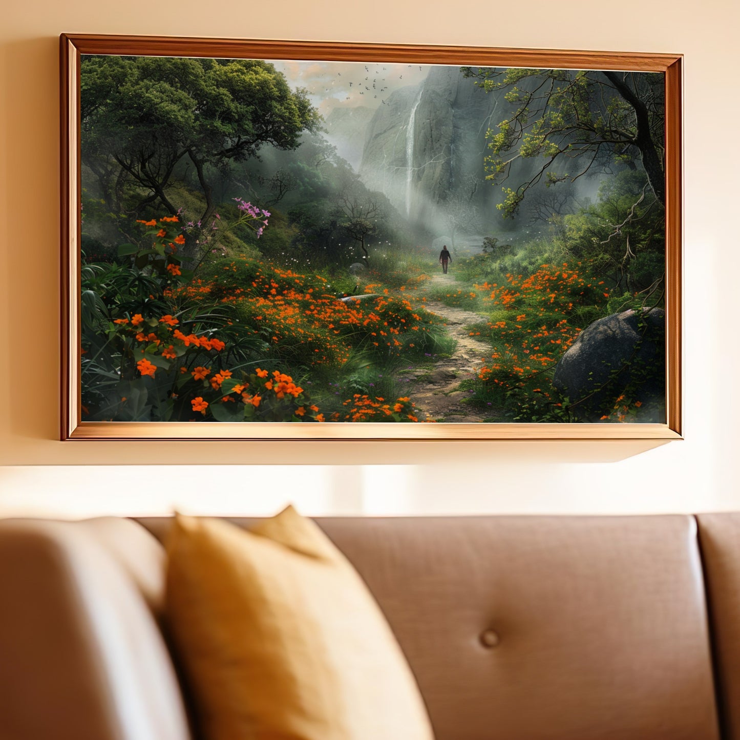 Enchanting Forest Path with Wildflowers Artwork