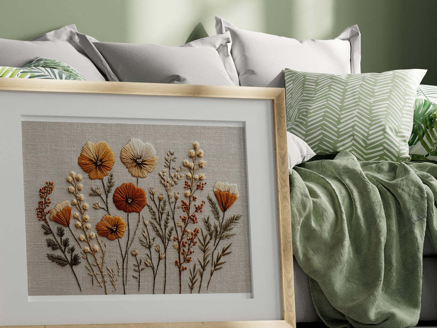 Handcrafted Floral Embroidery Wall Art product