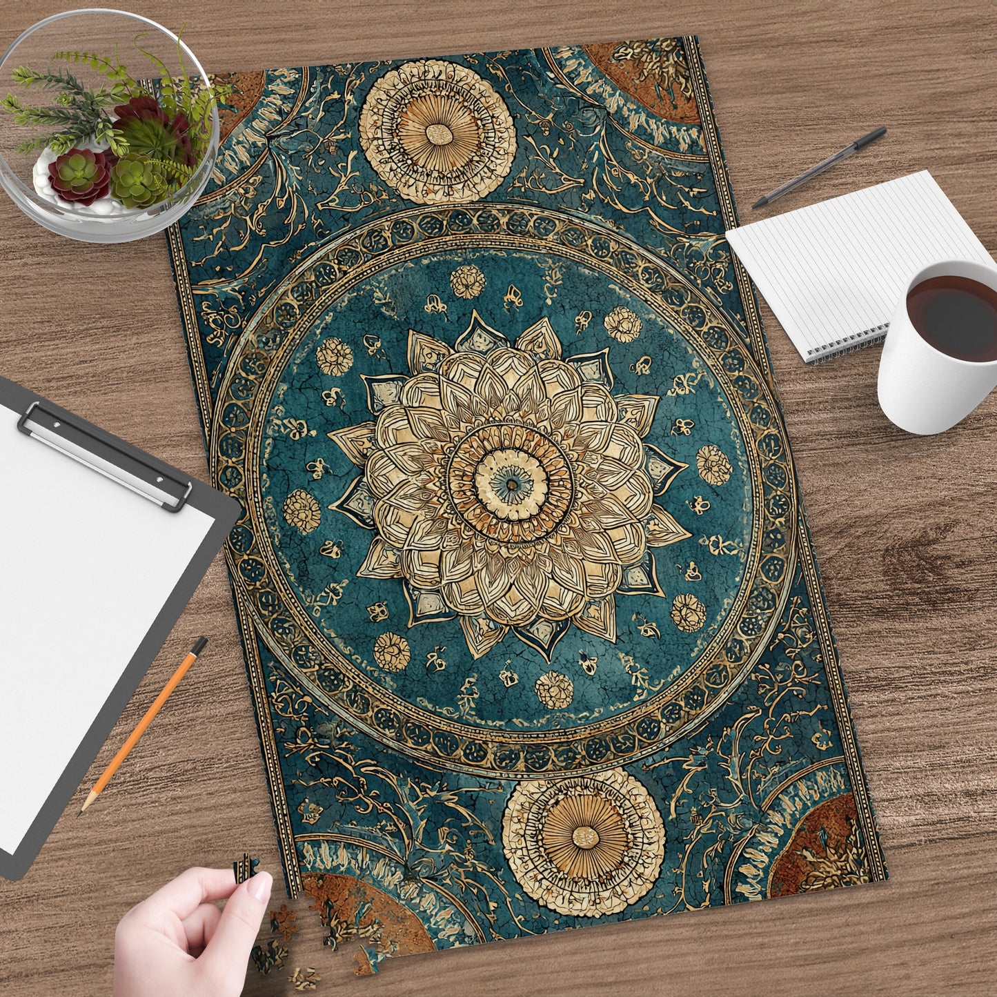 Beautifully Designed Intricate Blue Circle Rug