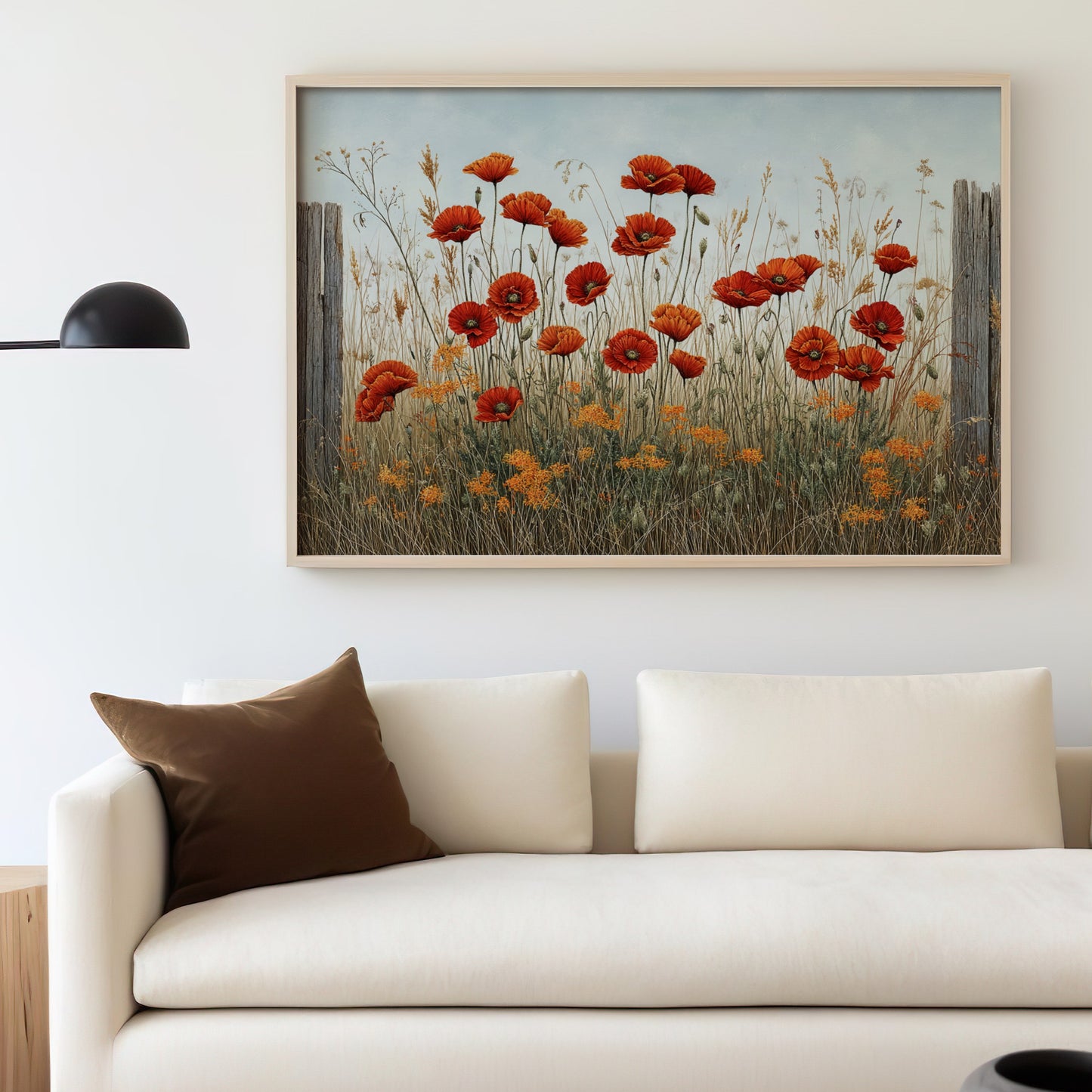 Vibrant Poppy Field Framed Wall Art Decor Product