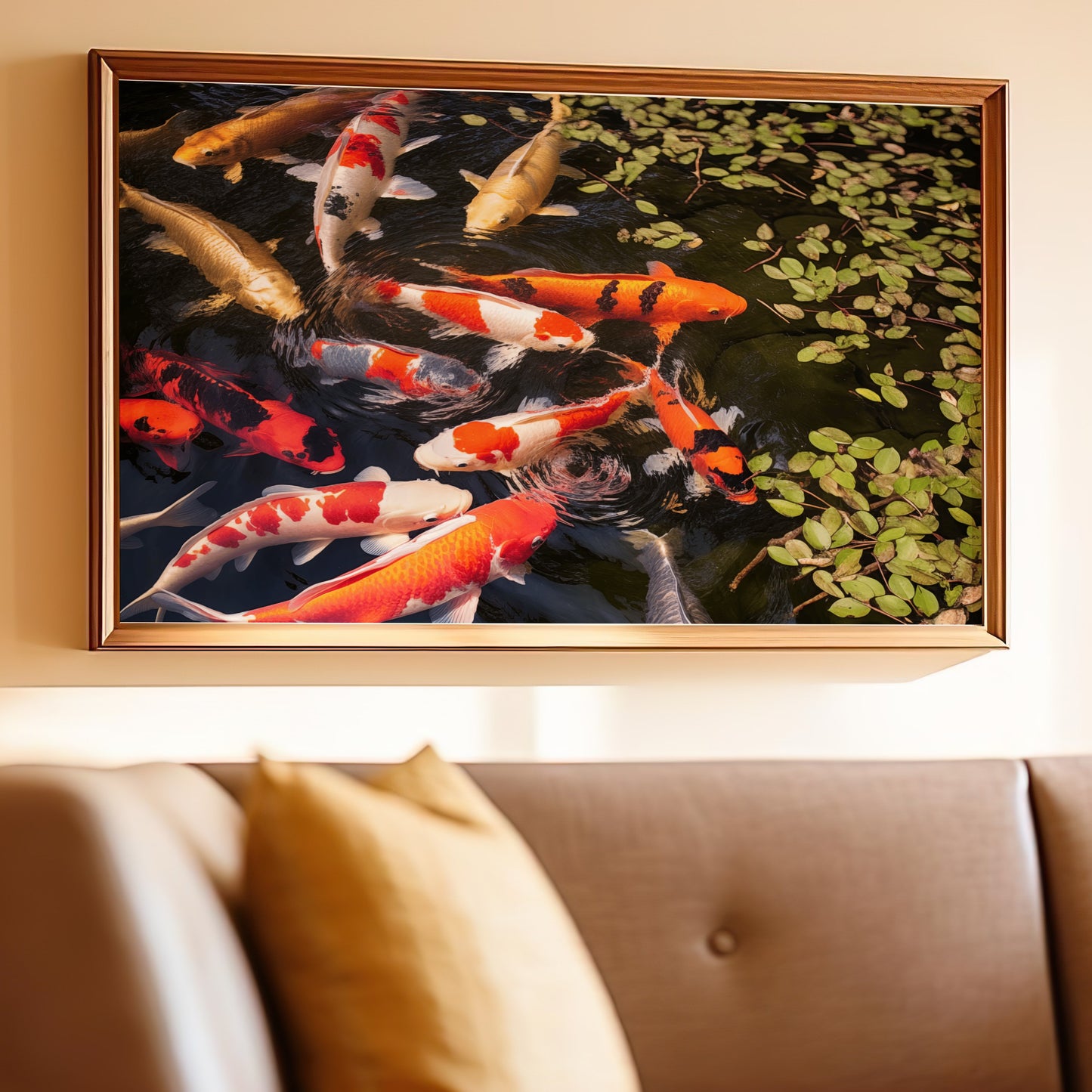 Vibrant Koi Fish Artwork Framed Print Wall Decor