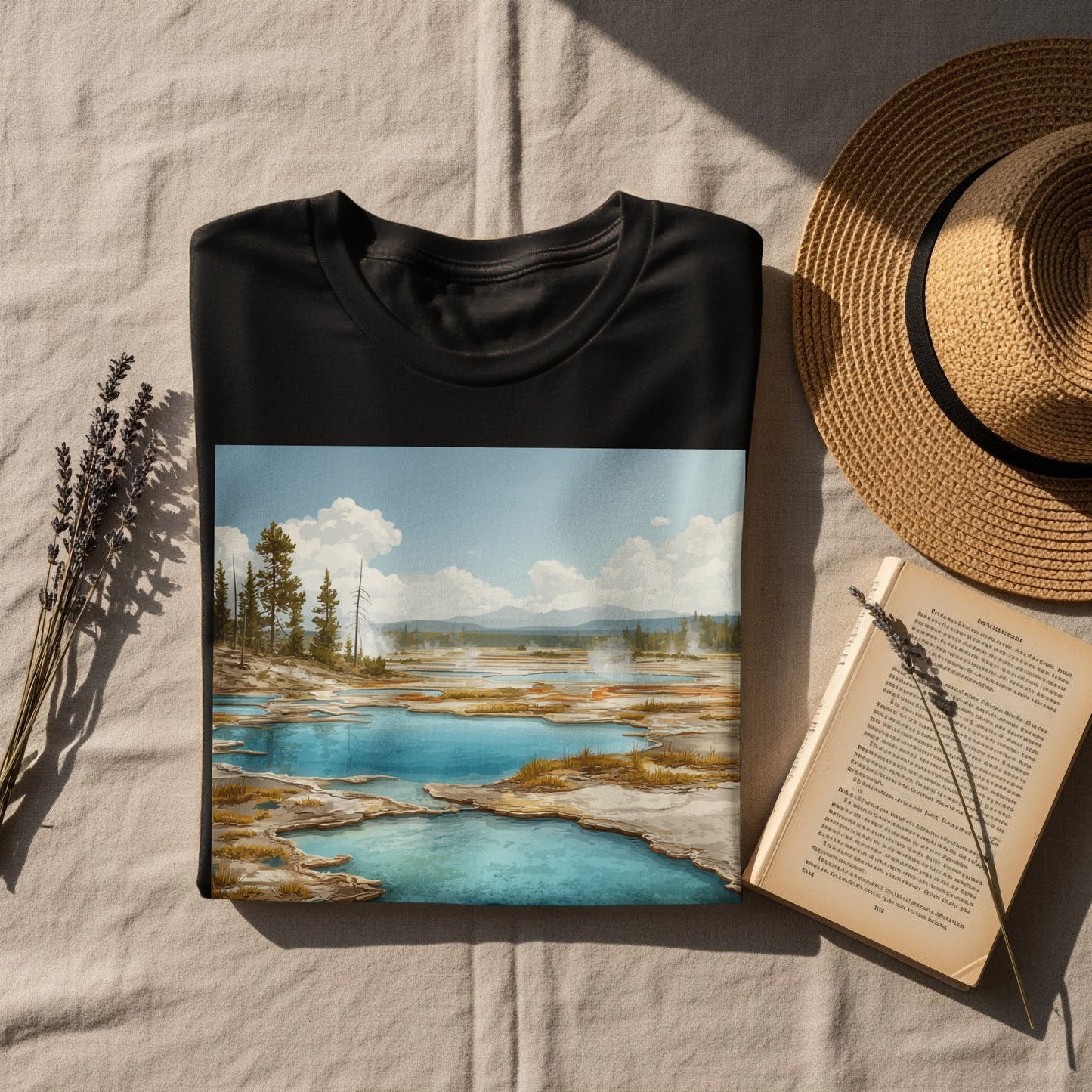 Serene Landscape Print T-shirt for Nature Enthusiasts