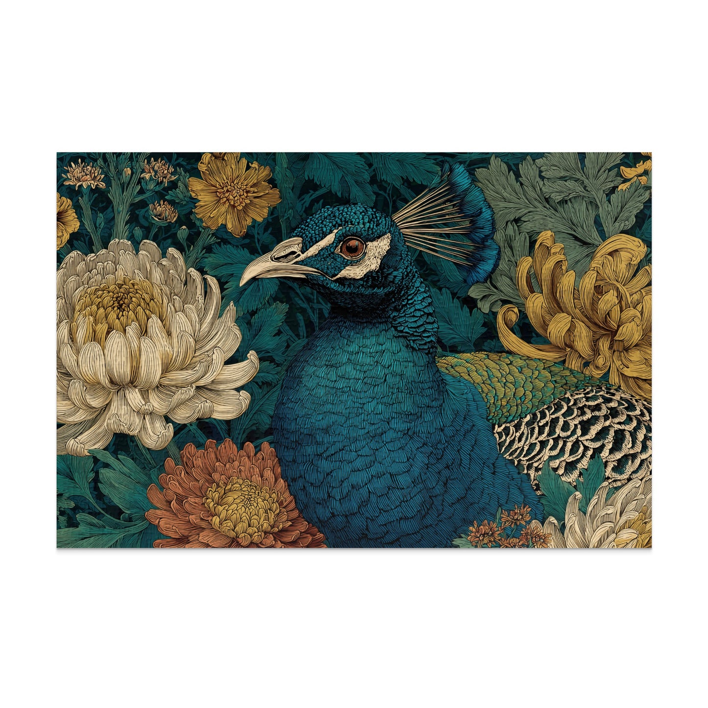 Intricate Peacock Bloom Design Botanical Illustration product type