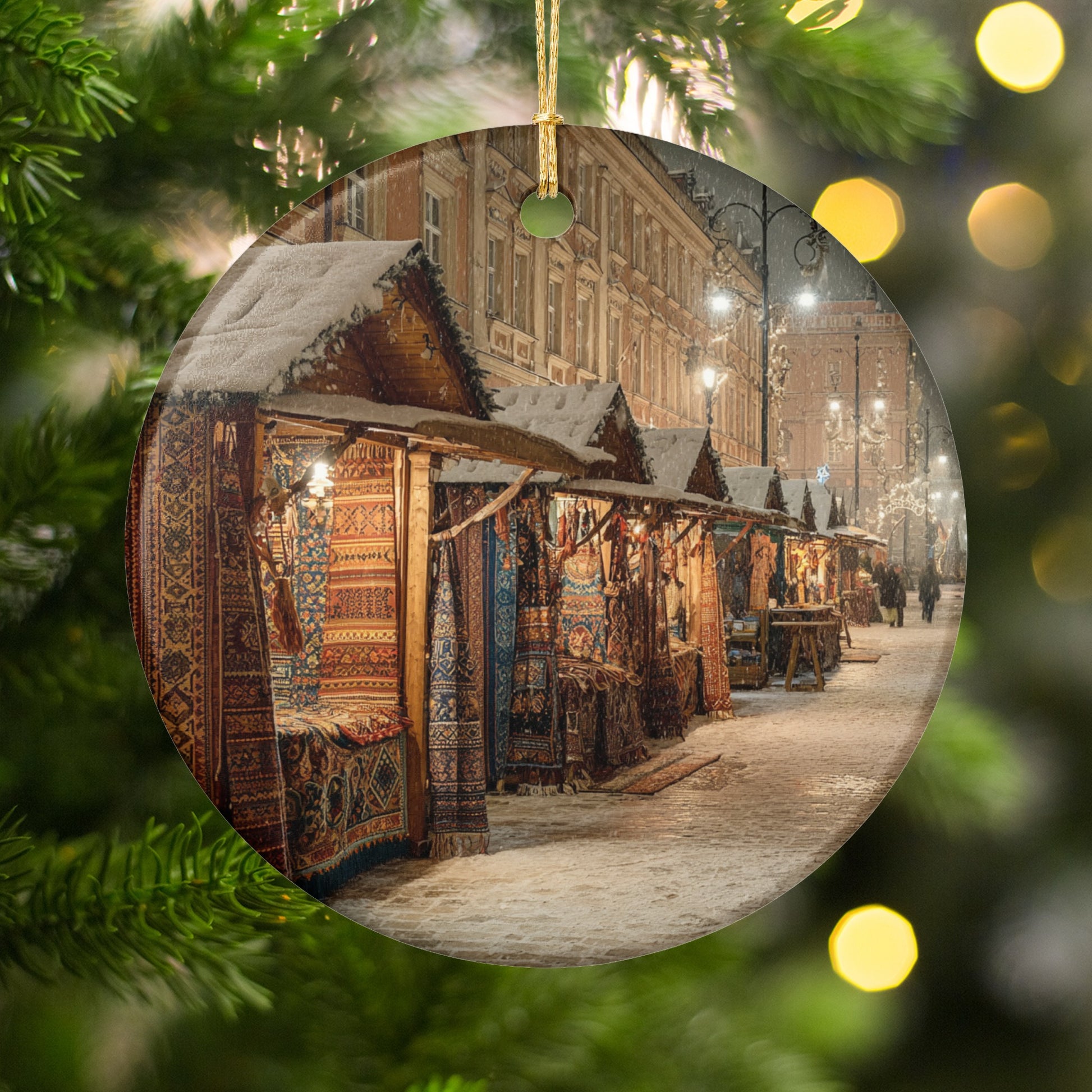 Christmas Market Scene Ornament for Holiday Décor