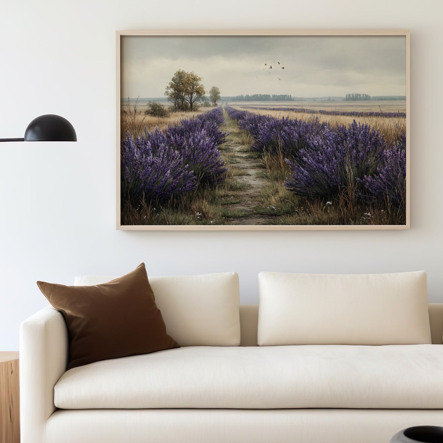 Lavender Field Pathway Scenic Framed Wall Art