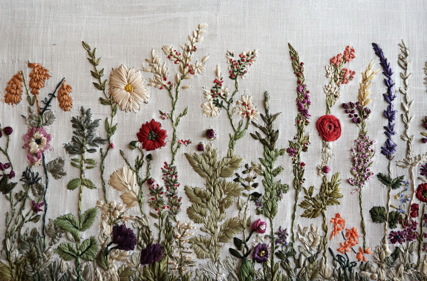 Handmade Floral Embroidery Pattern for Art Decor