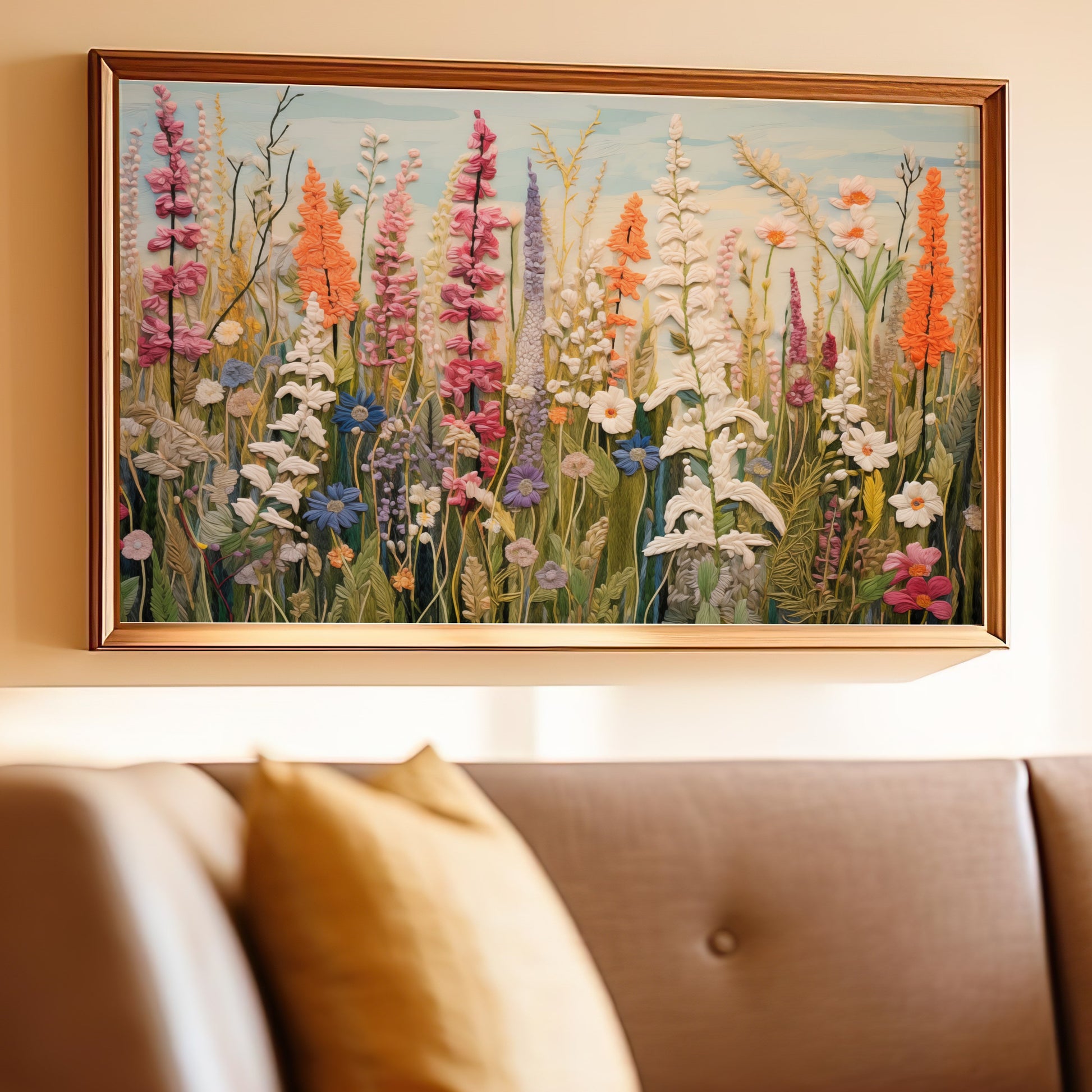 Vibrant Wildflower Meado Canvas Wall Art for Home Decor