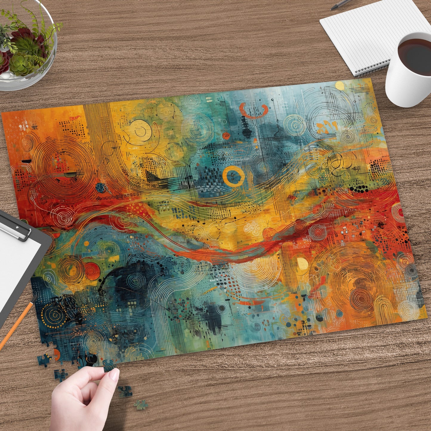 Abstract Vibrant Swirls Circles Colorful Art Puzzle product type