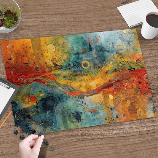 Abstract Vibrant Swirls Circles Colorful Art Puzzle product type