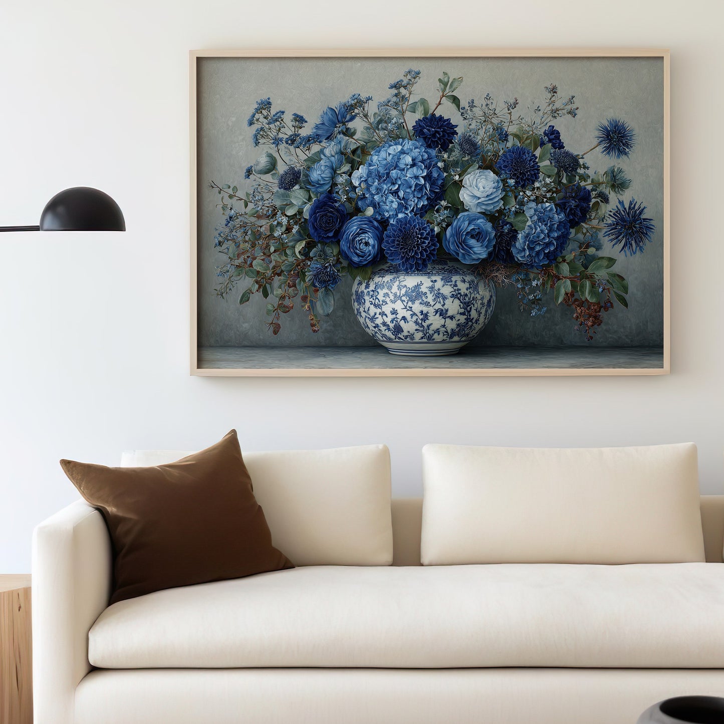 Elegant Blue Floral Vase Wall Art for Home Decor