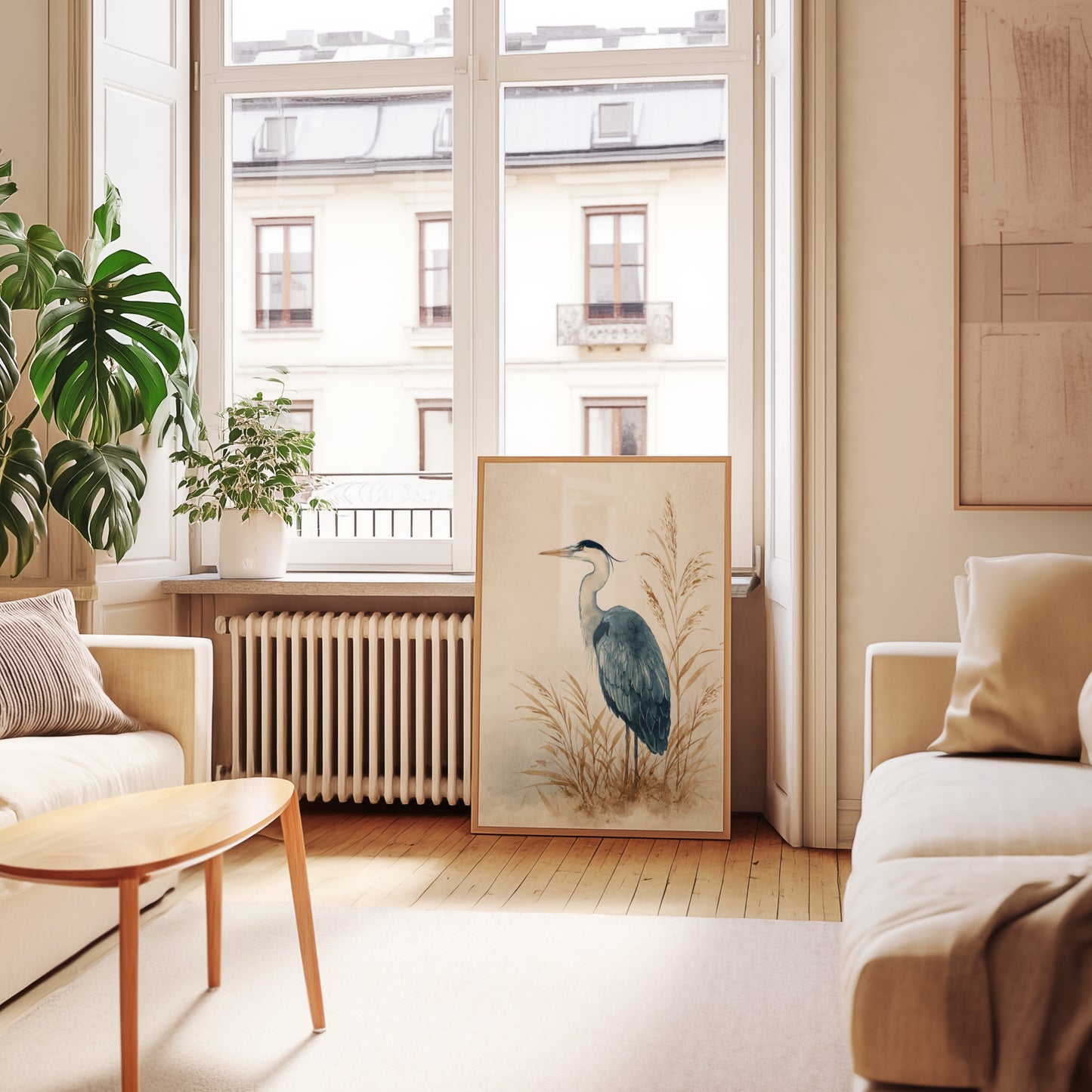 Elegant Heron Art for Tranquil Living Room Decor