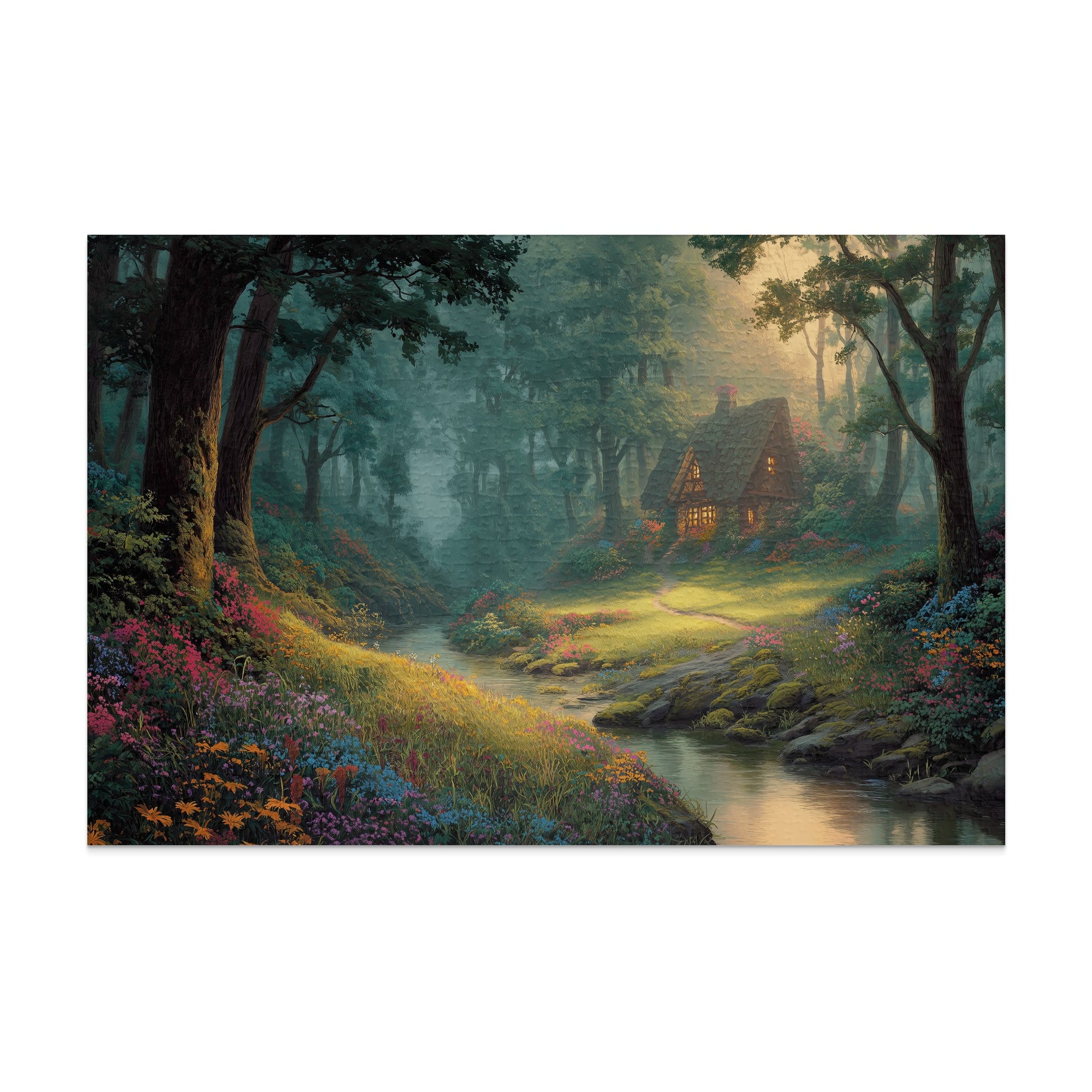 Enchanted Forest Cottage Stream Whimsical Art product type