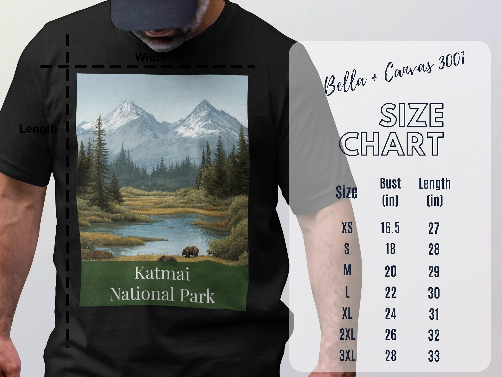 Katmai National Park T-shirt with Mountain and Bear Scene
